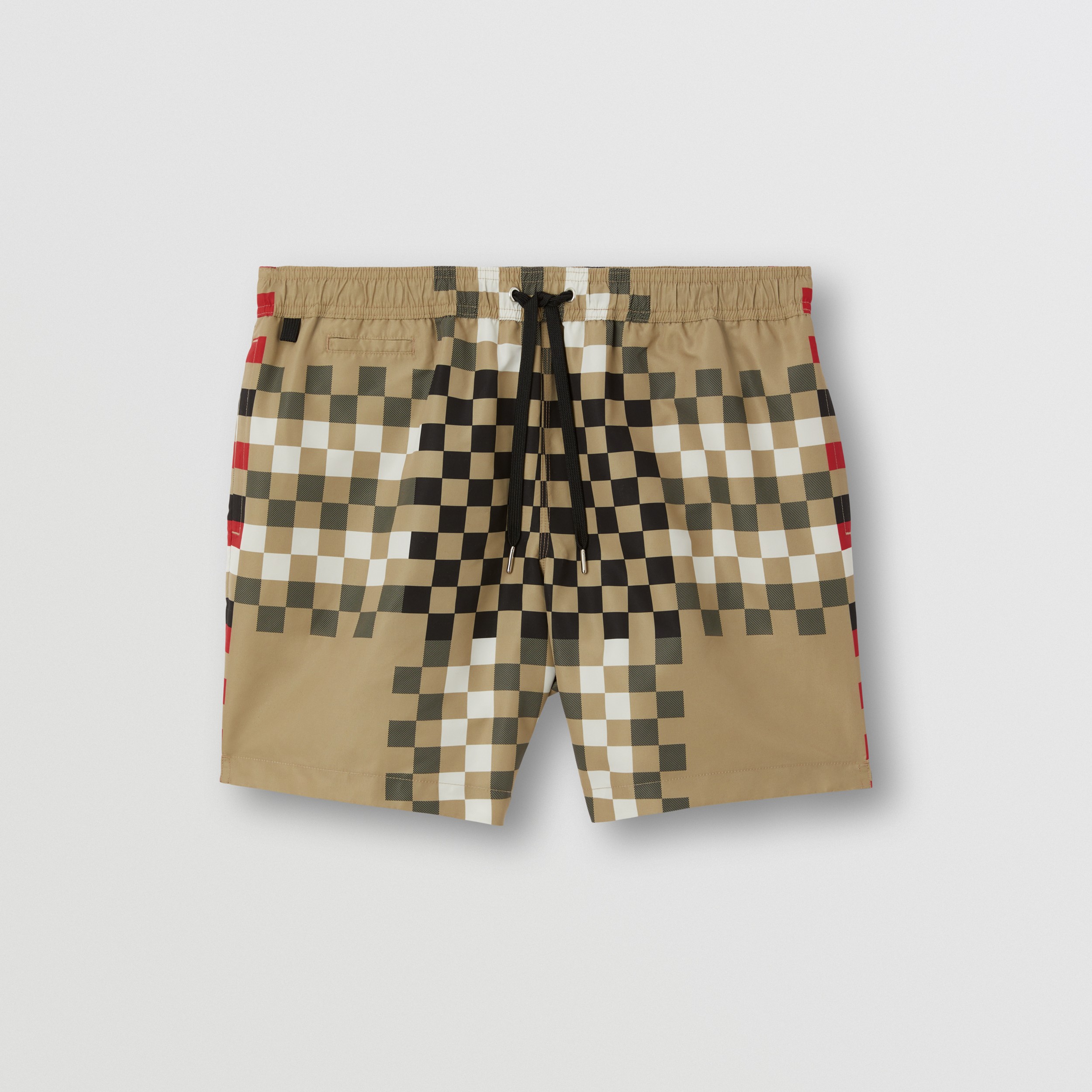 Check Print Drawcord Swim Shorts in Archive Beige - Men | Burberry® Official - 1
