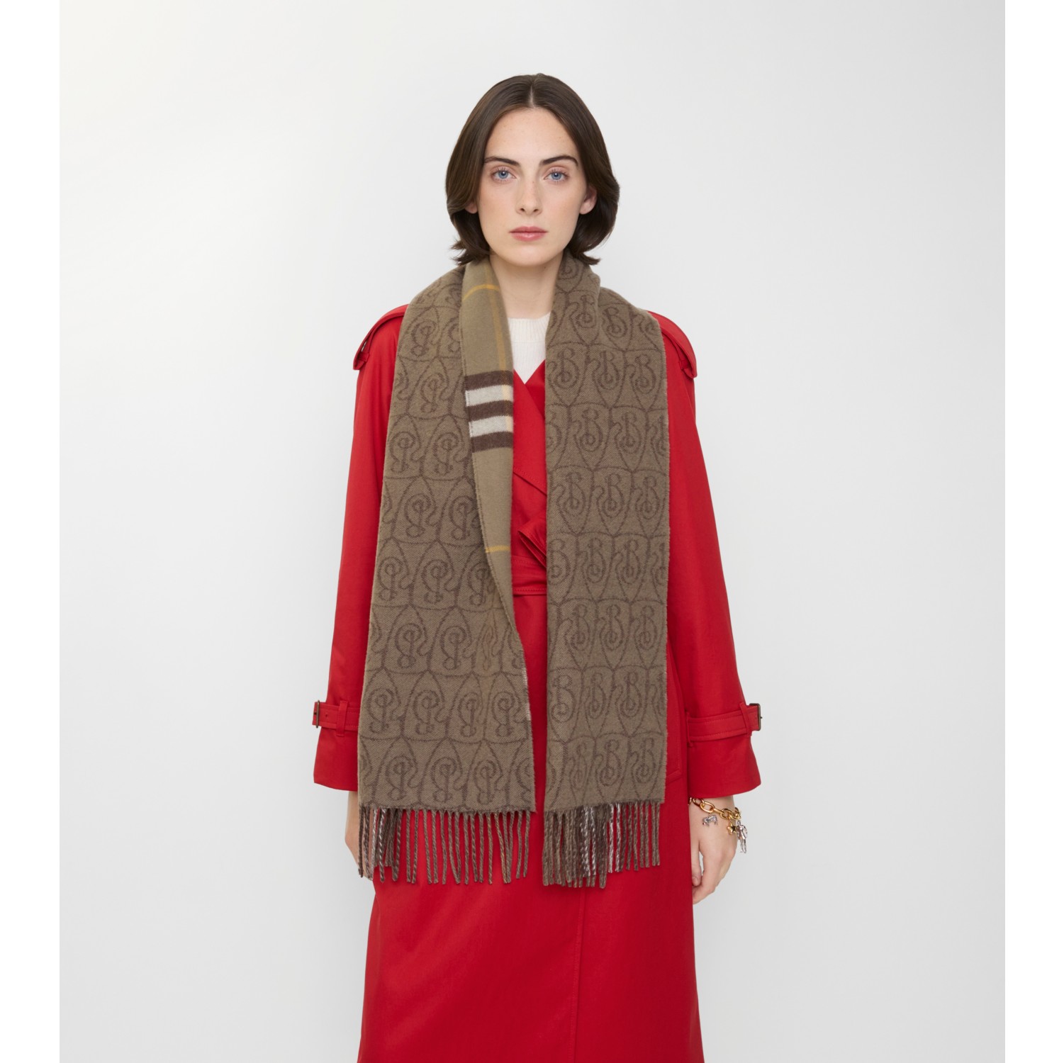 Reversible B Shield Cashmere Scarf