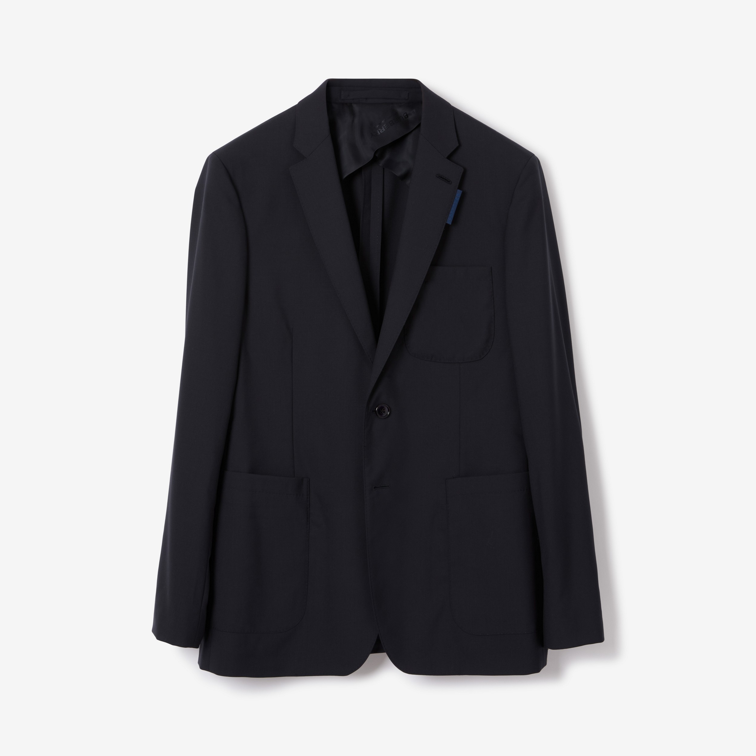Slim Fit Embroidered Monogram Wool Tailored Jacket in Navy - Men | Burberry® Official - 1