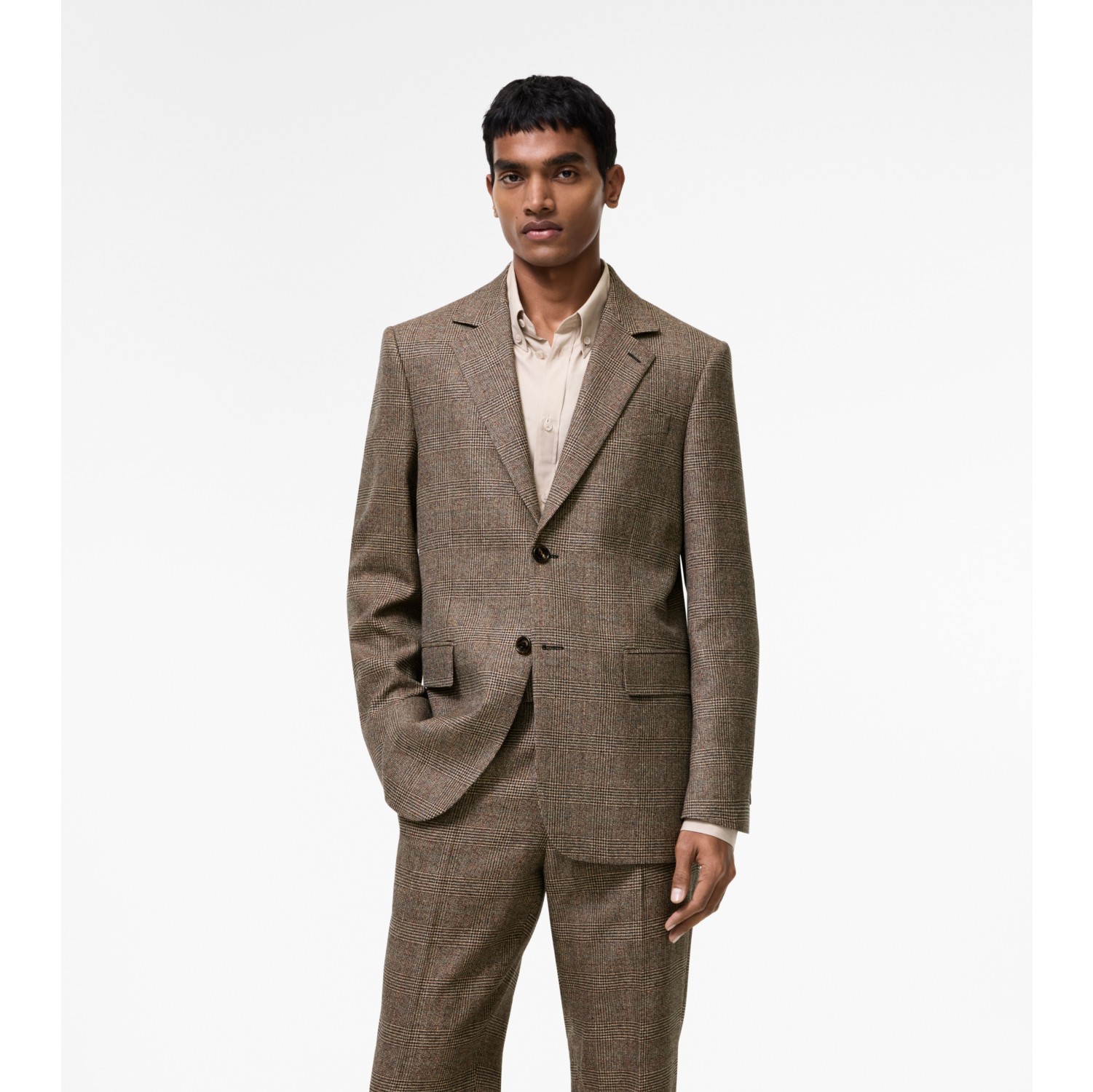 Check Wool Linen Blend Sloane Tailored Jacket