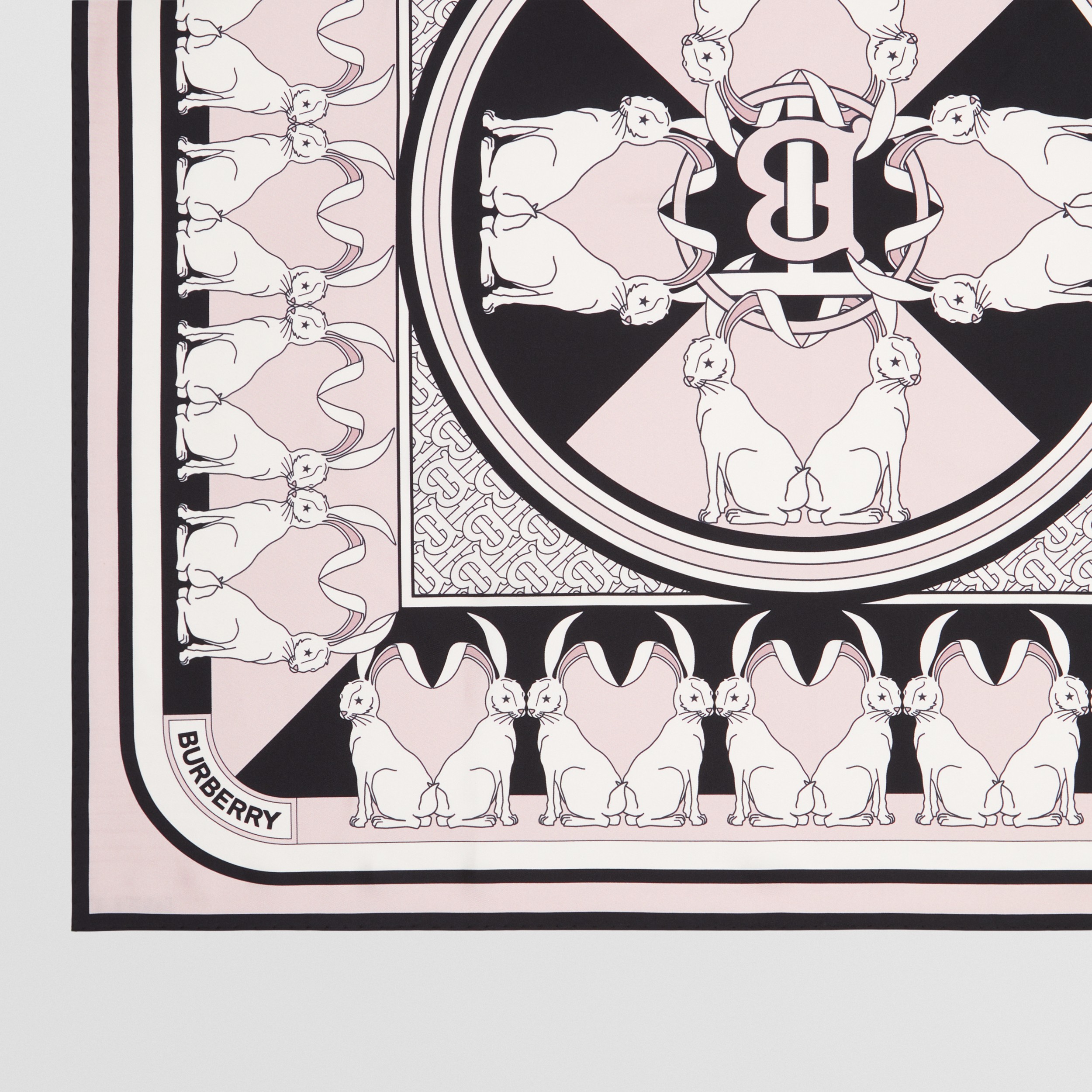Rabbit Print Silk Square Scarf in Alabaster Pink | Burberry® Official - 2