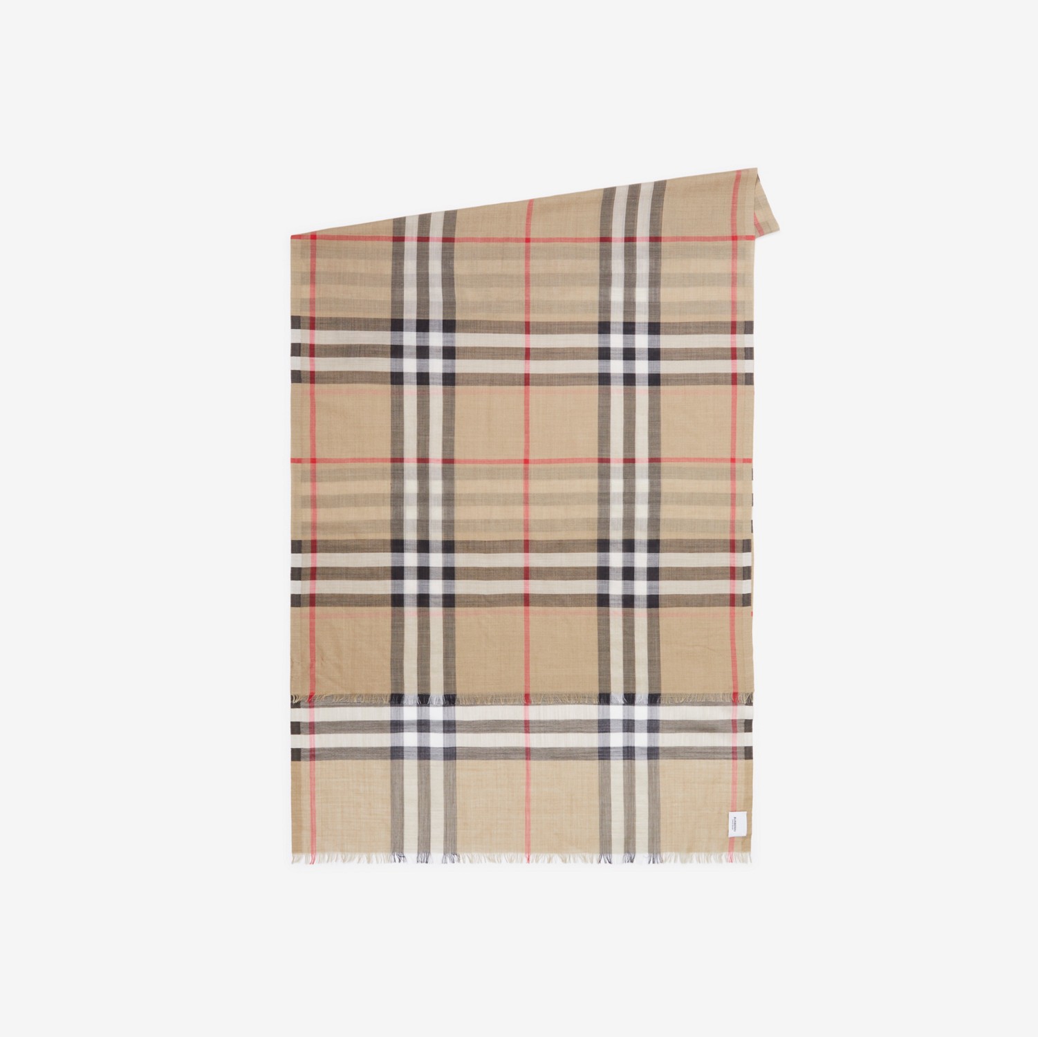 Check Wool Silk Scarf in Archive beige