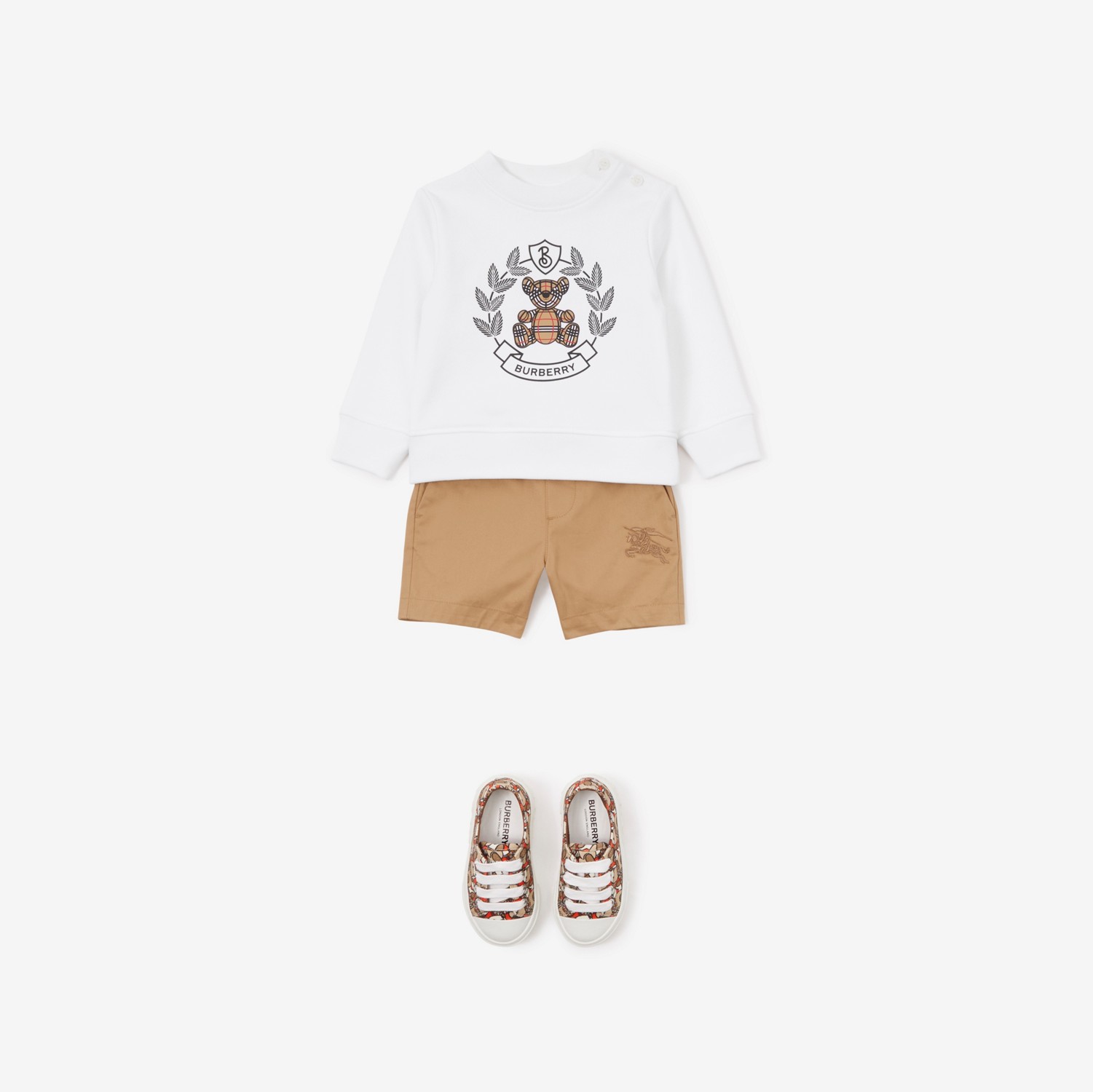 Thomas Bear Print Cotton Sweatshirt in White - Children | Burberry® Official