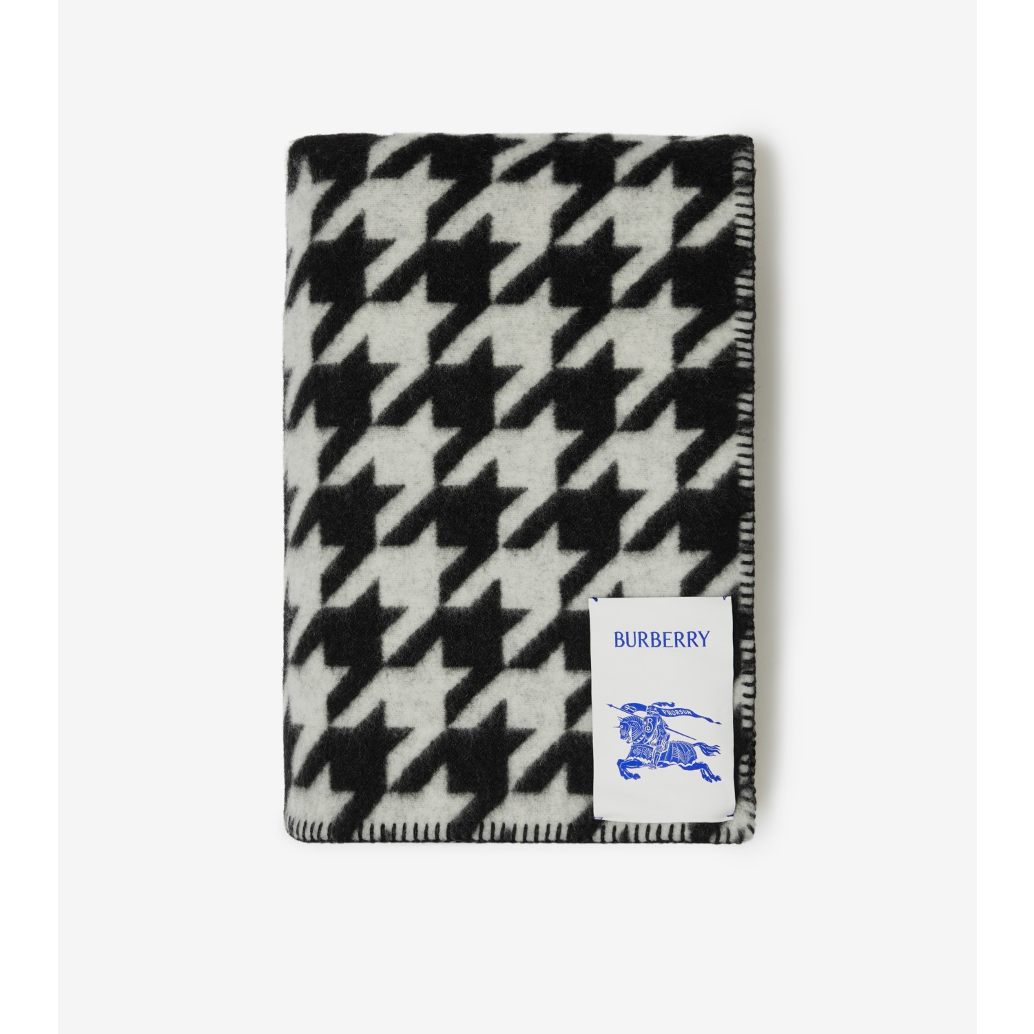 Houndstooth Wool Blanket in Black white Women Burberry Official