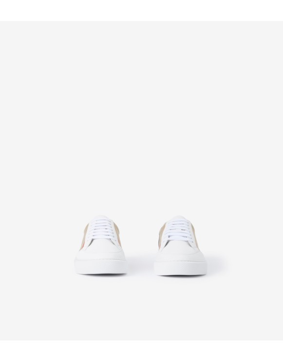 Check and Leather Sneakers