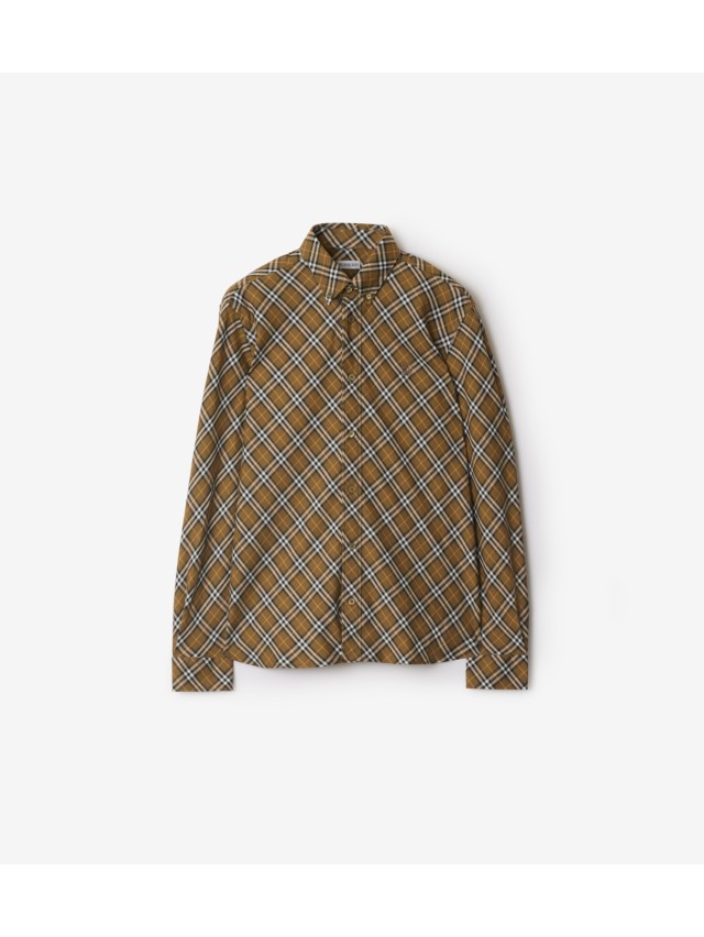 Check Cotton Shirt in Oxide Men Burberry Official
