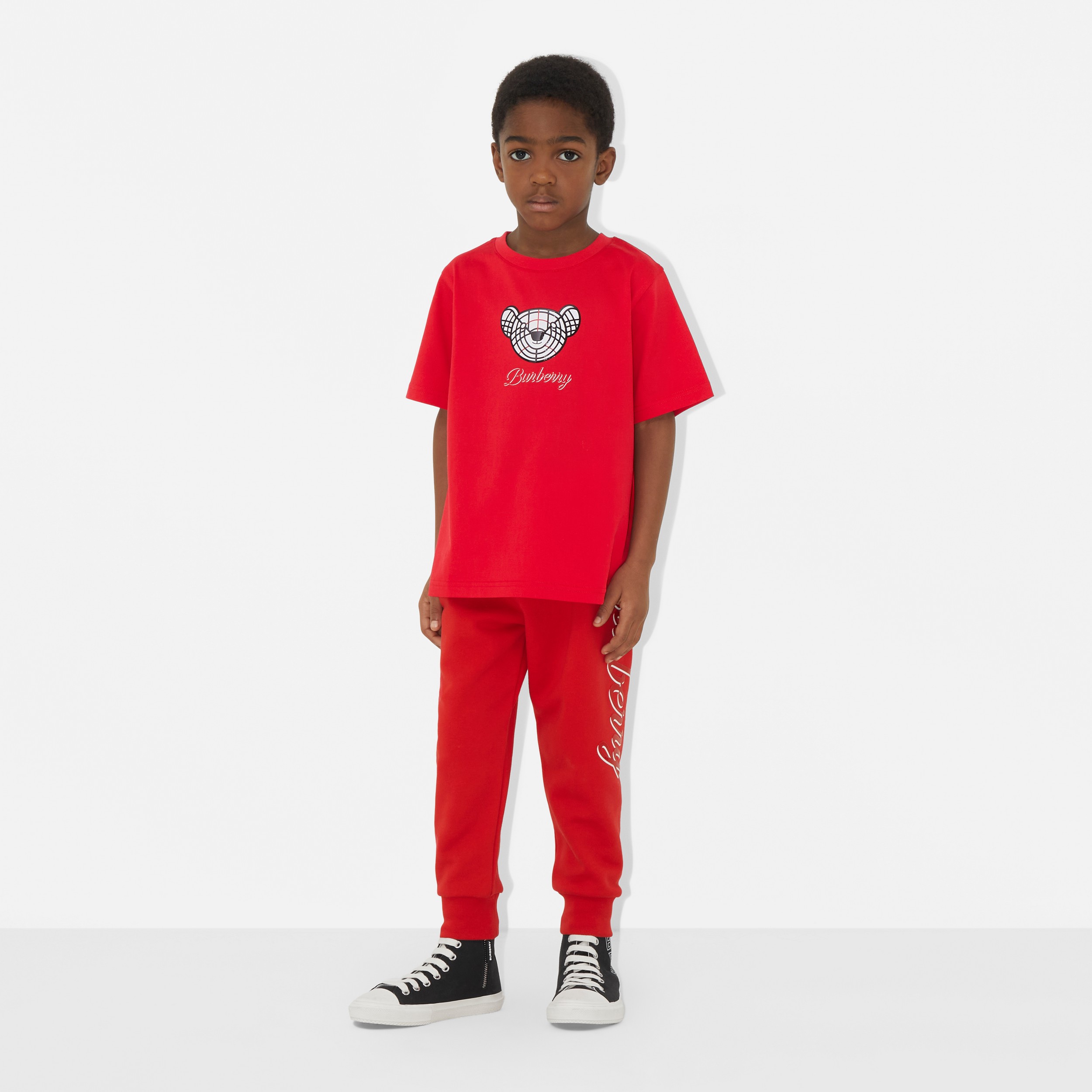 Camiseta de algodão com Thomas Bear (Vermelho Intenso) | Burberry® oficial - 4
