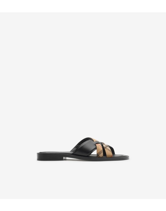 Check and Leather Drift Sandals​