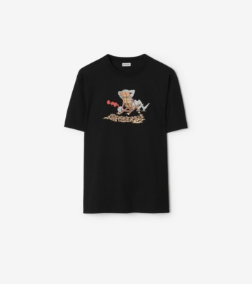 Beach Knight Cotton T-shirt in Black - Men | Burberry® Official