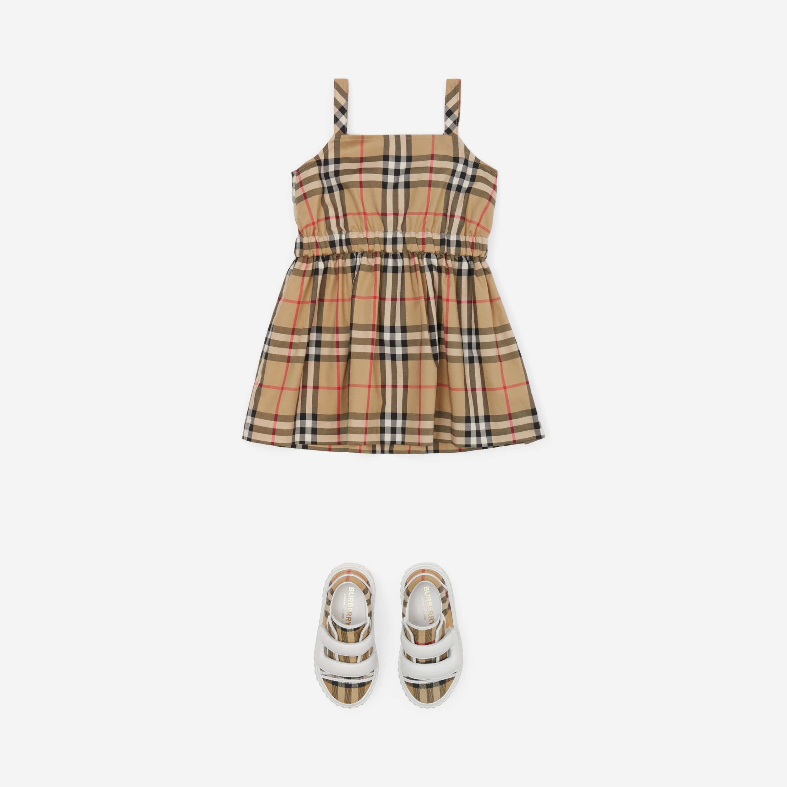 Vintage Check Stretch Cotton Dress in Archive Beige - Children | Burberry® Official - 3