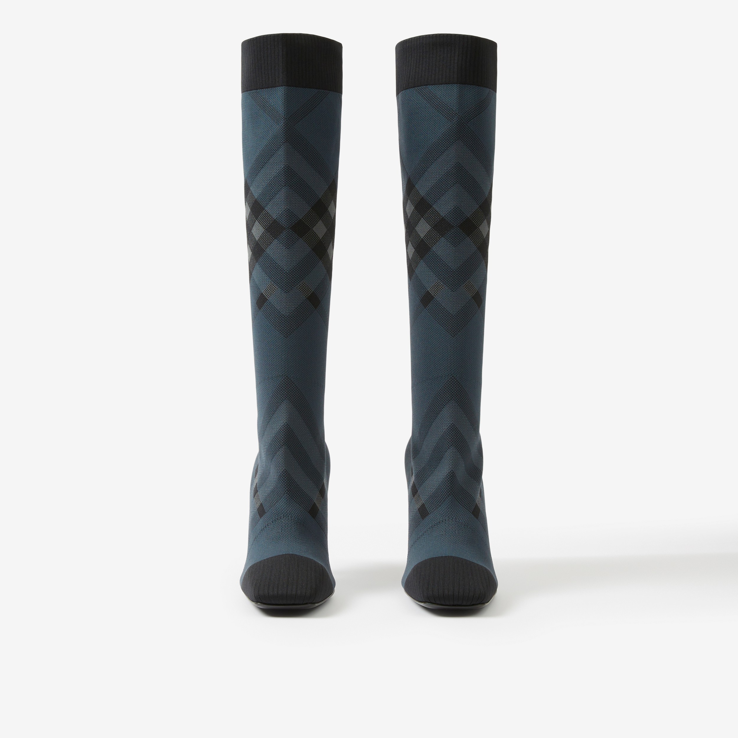 Knitted Check Sock Boots in Charcoal/grey - Women | Burberry® Official - 2