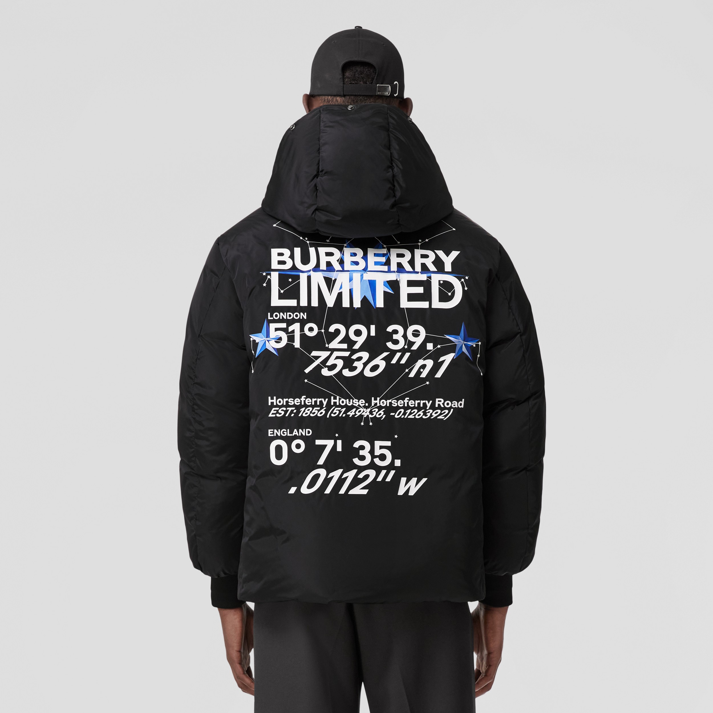 Constellations Print Nylon Reversible Puffer Jacket in Black - Men | Burberry® Official - 3