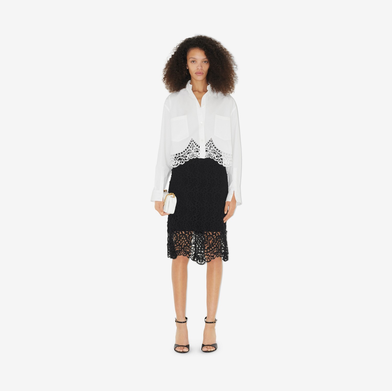 Macramé Lace Pencil Skirt in Black - Women | Burberry® Official