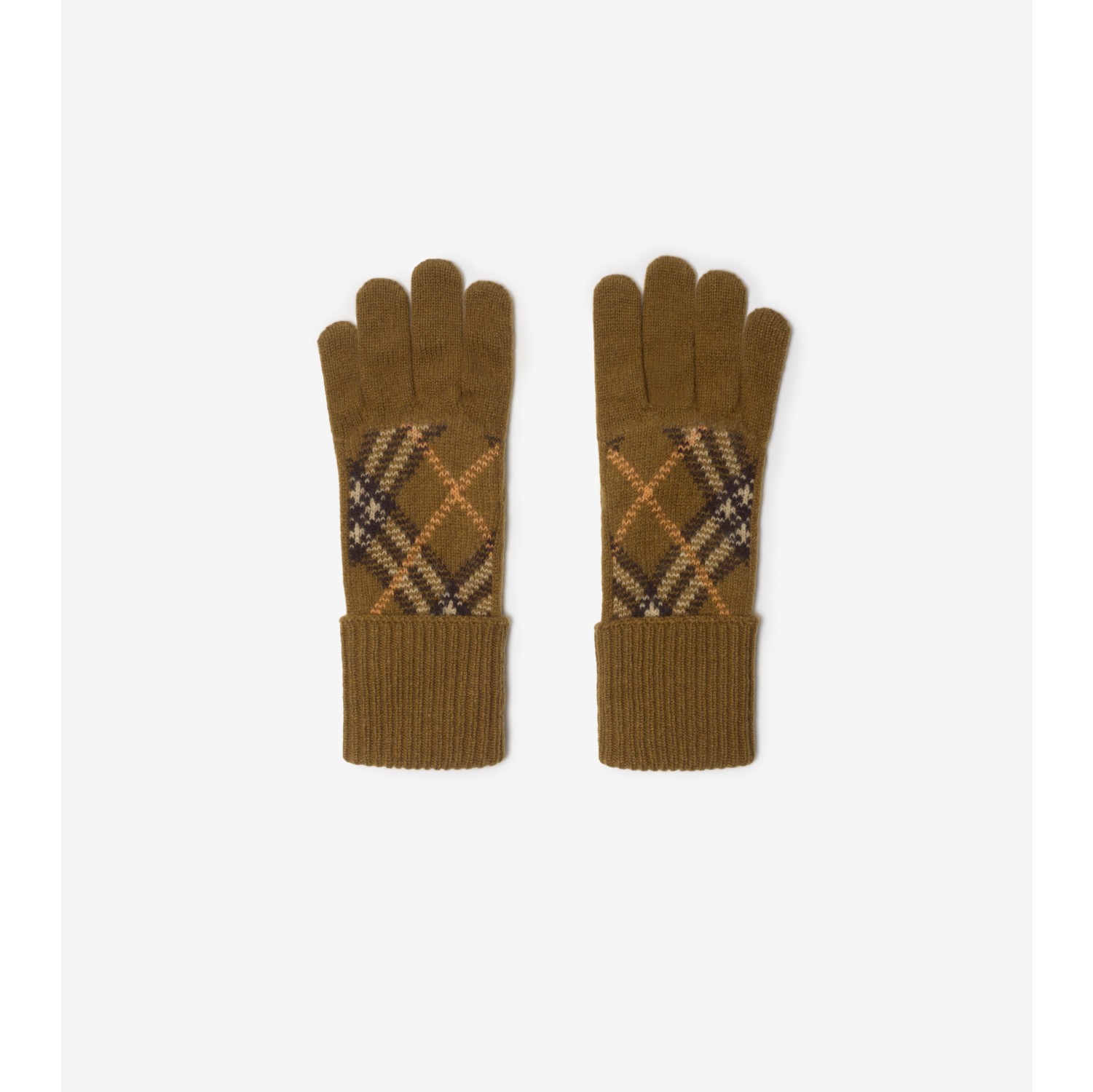 Check Cashmere Blend Gloves in Shrew Men Burberry Official