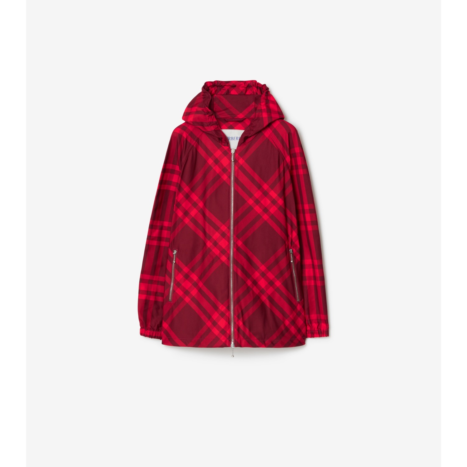 Check Nylon Hooded Jacket in Ripple - Women | Burberry® Official