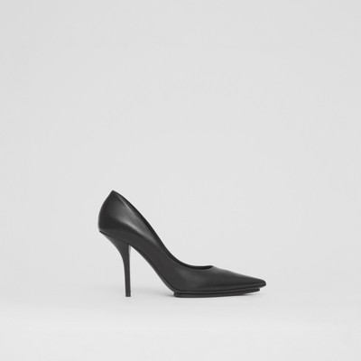 Eyelet Detail Leather Point-toe Pumps