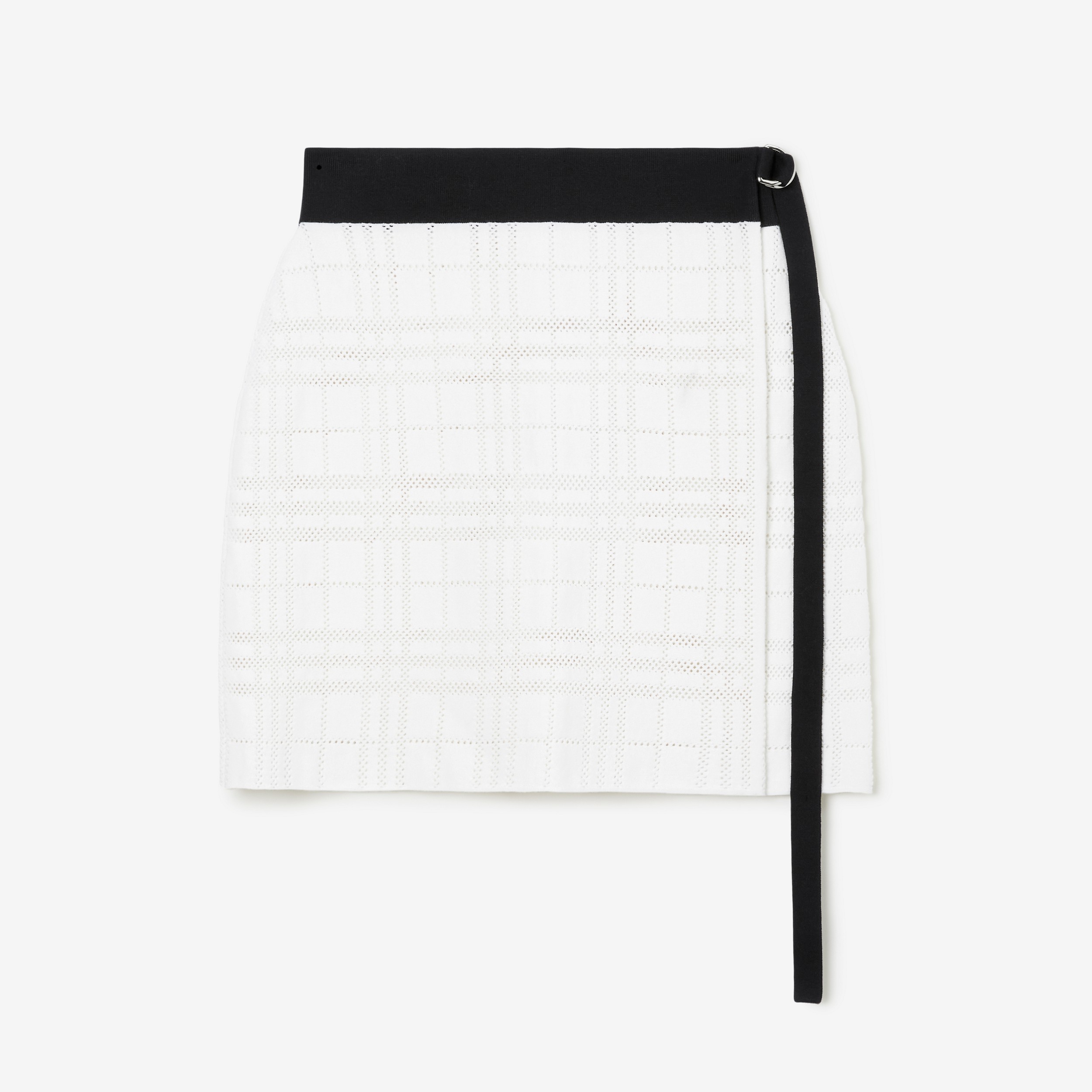 Falda cruzada en algodón técnico Check (Blanco) - Mujer | Burberry® oficial - 1