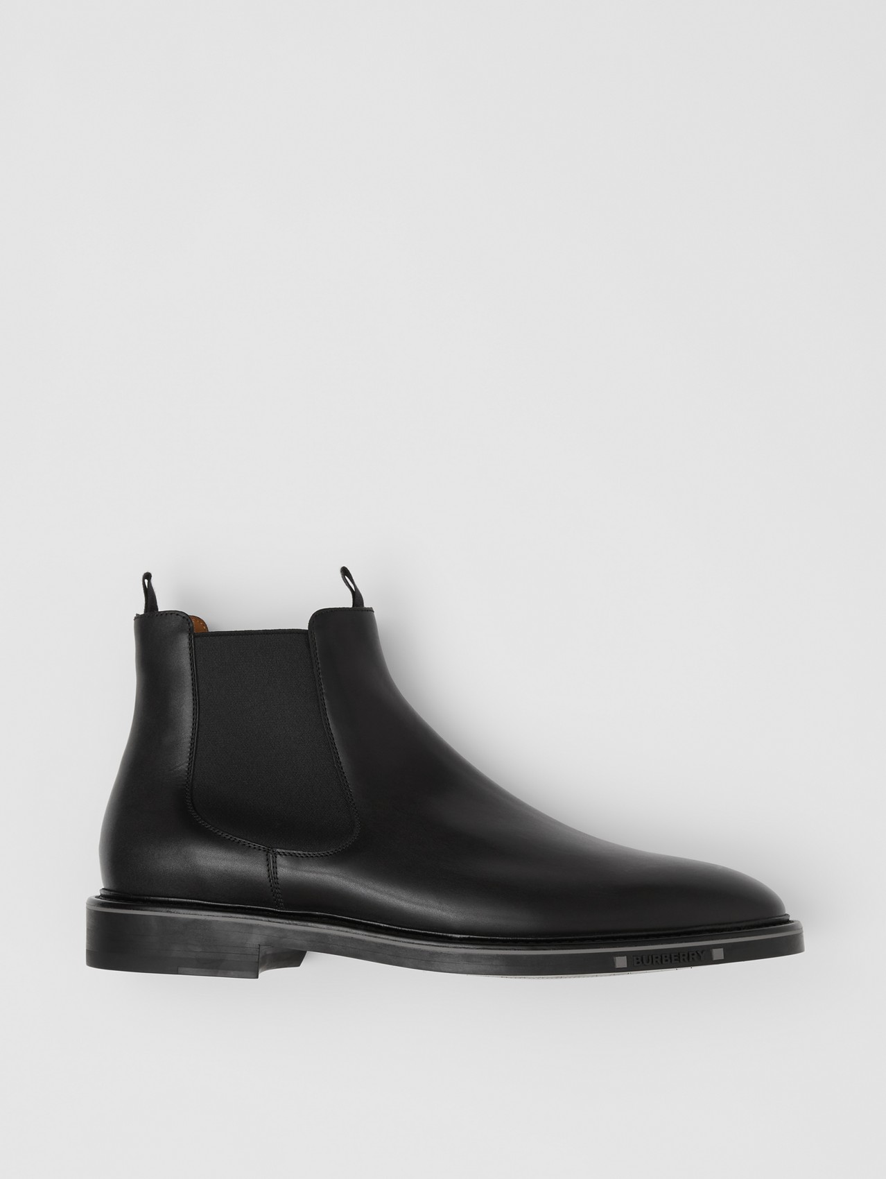 Logo Detail Leather Chelsea Boots in Black