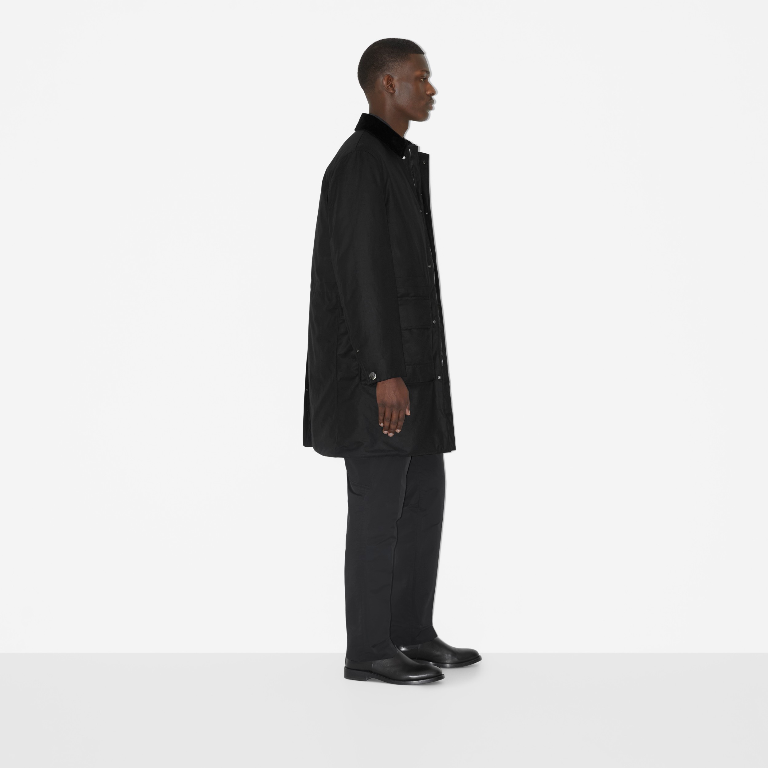 EKD Motif Waxed Cotton Car Coat in Black Men Burberry® Official
