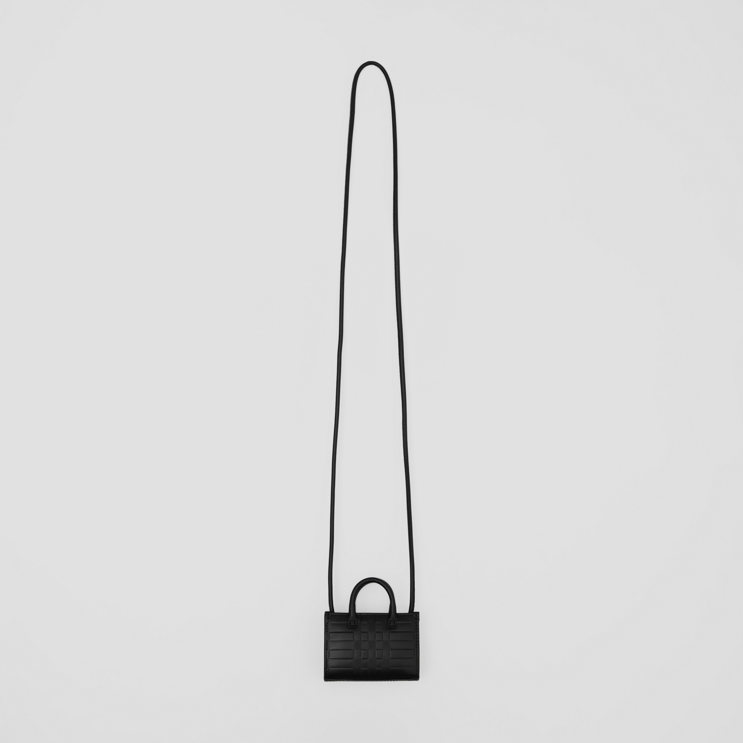 Messenger-Tasche im Miniformat aus Leder mit Karoprägung (Schwarz) | Burberry® - 4