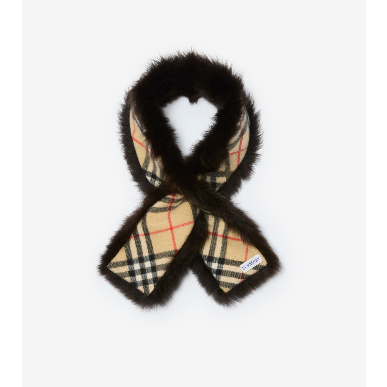 Reversible Shearling Scarf in Sand beige | Burberry® Official