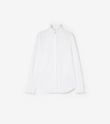 Burberry クラシックフィット ラッフル コットンポプリンシャツ (オプティックホワイト) - ウィメンズ | Burberry®公式サイト
