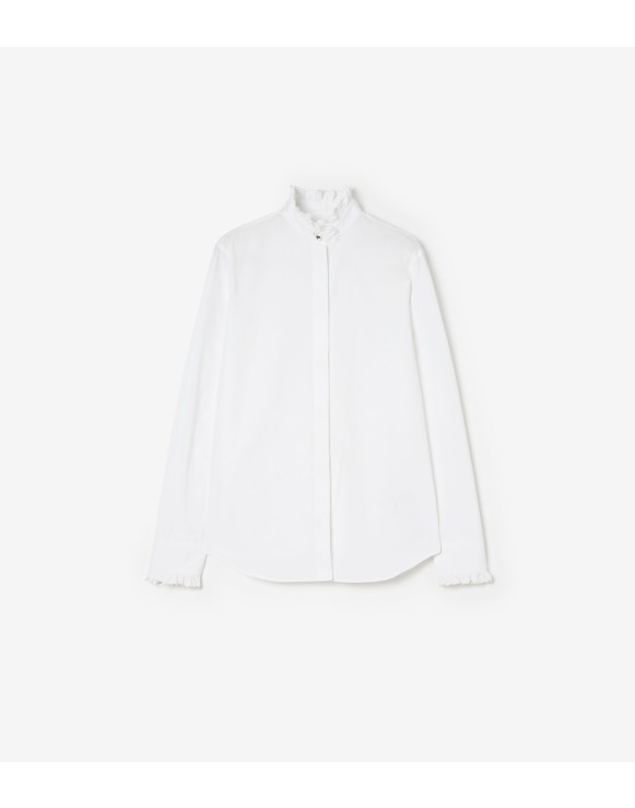 Classic Fit Ruffled Cotton Poplin Shirt