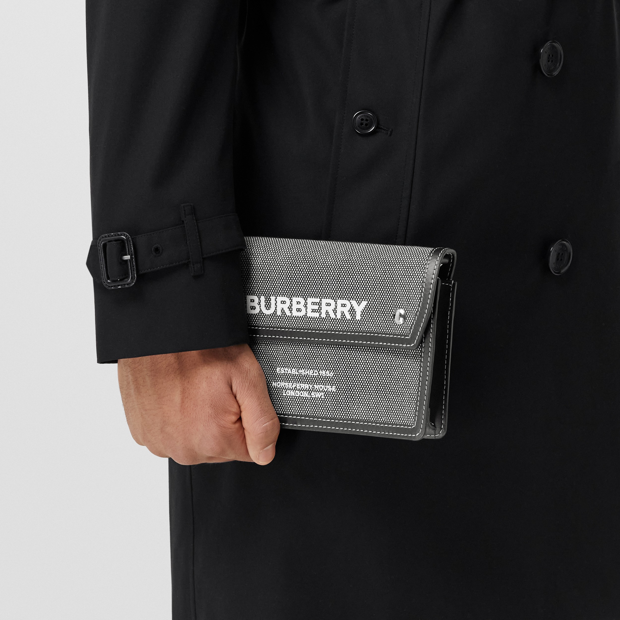 Horseferry Print Canvas and Leather Crossbody Bag in Black/grey - Men | Burberry® Official - 3
