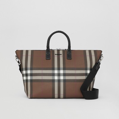 Check and Leather Holdall