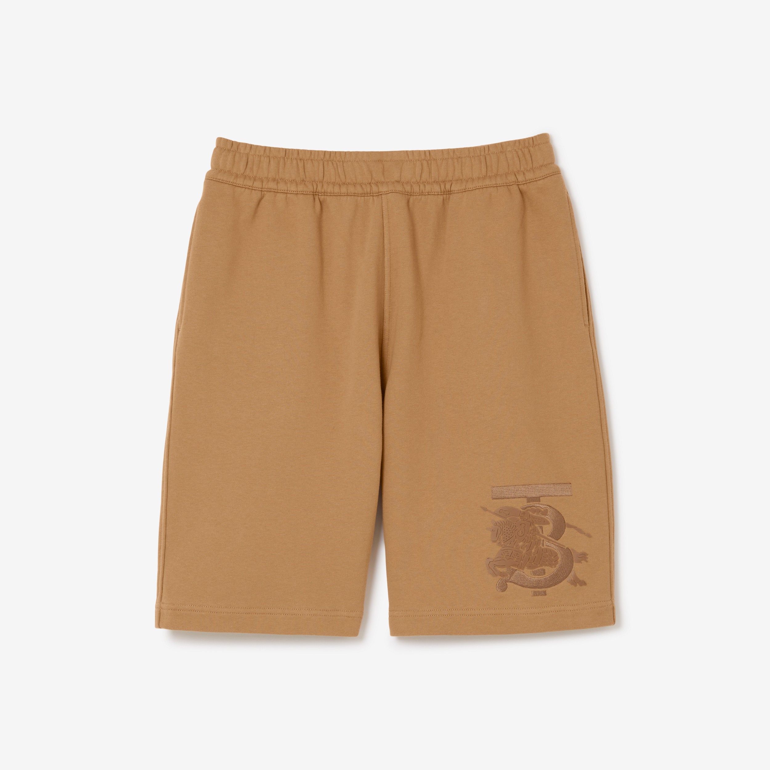 Embroidered Monogram EKD Cotton Shorts in Camel - Men | Burberry® Official - 1