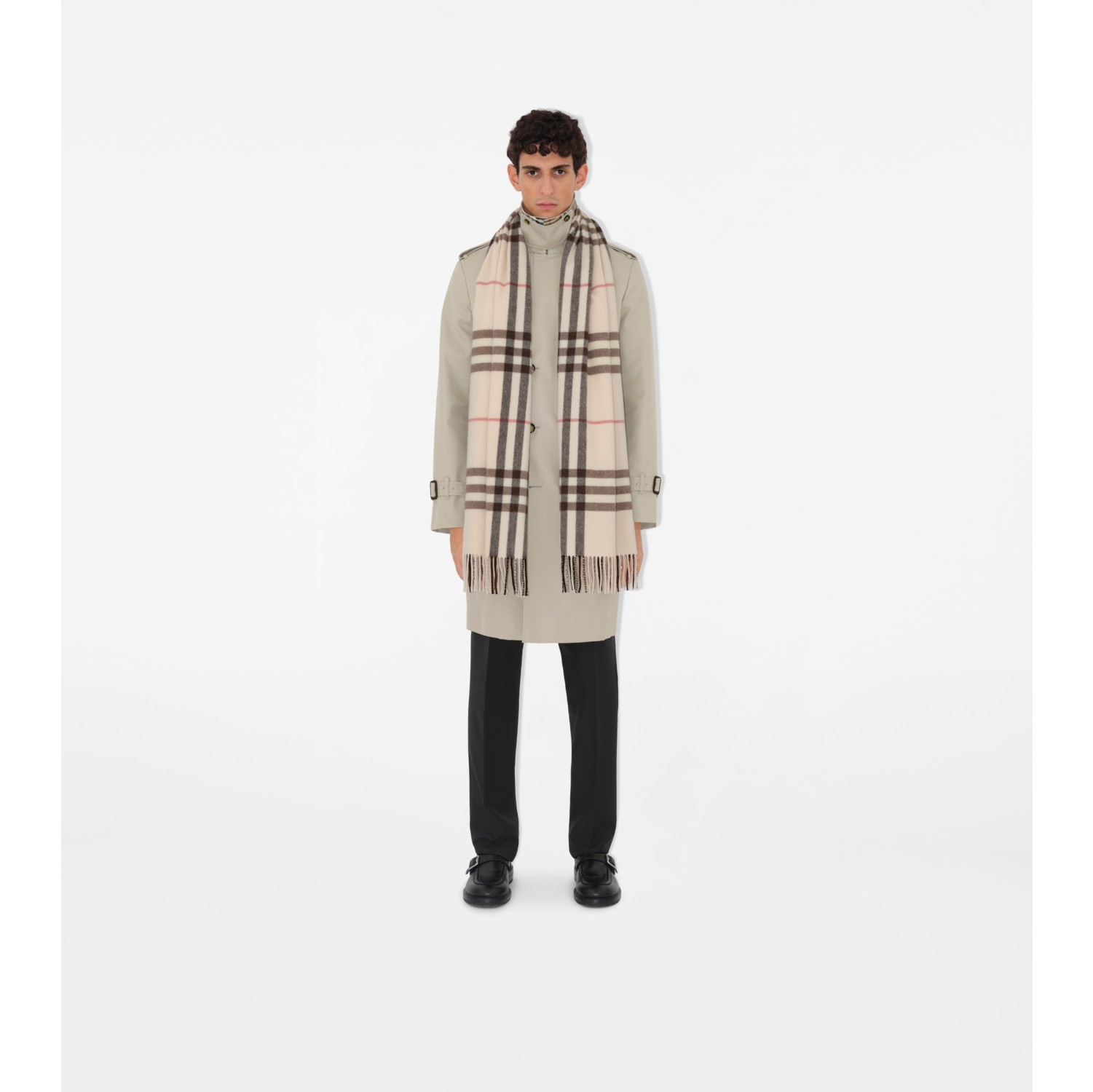 Wide Check Cashmere Scarf