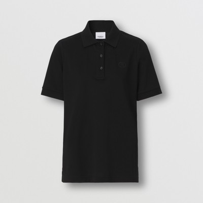 버버리 폴로 셔츠 Burberry Monogram Cotton Pique Polo Shirt,Black