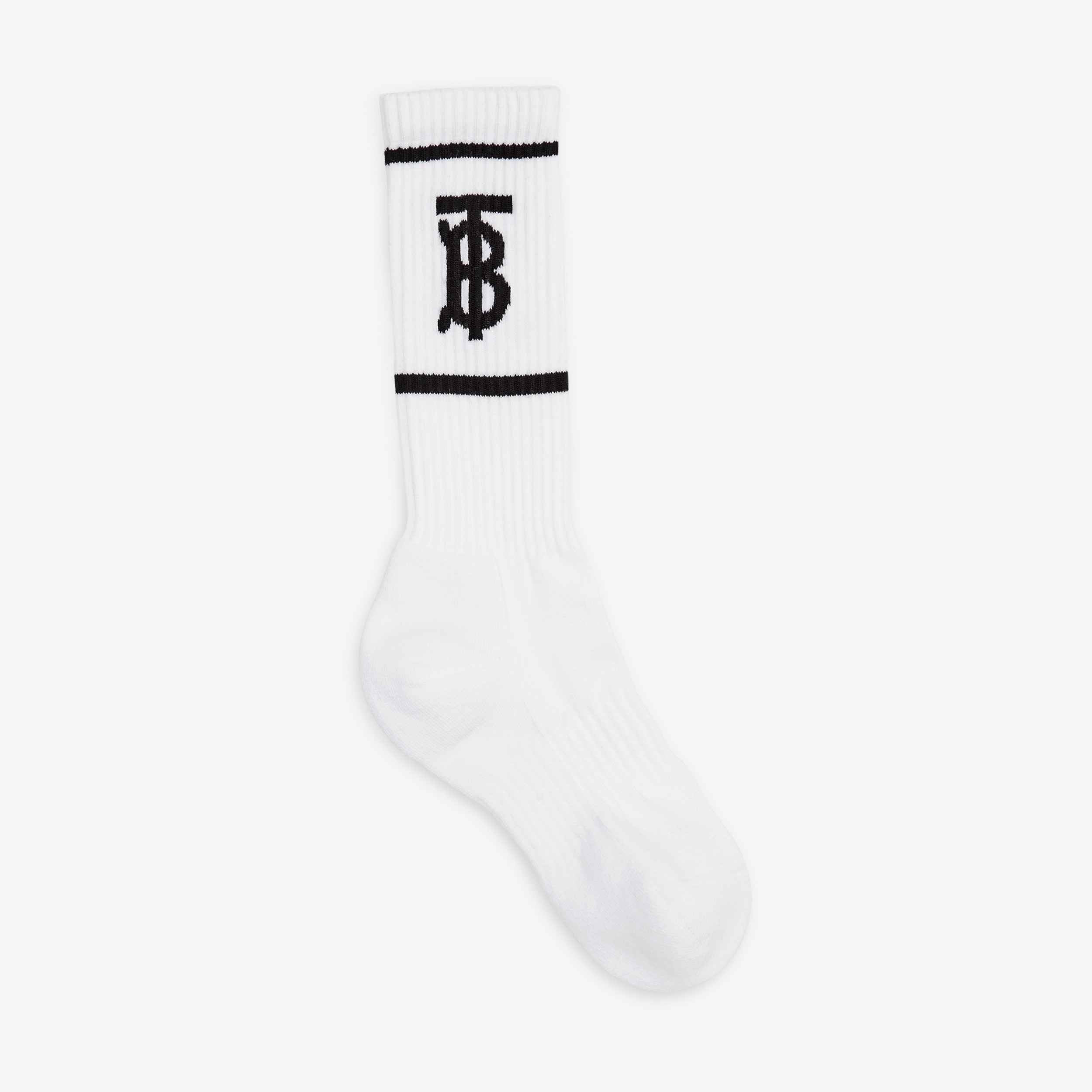 Monogram Motif Intarsia Cotton Blend Socks in White | Burberry® Official - 1