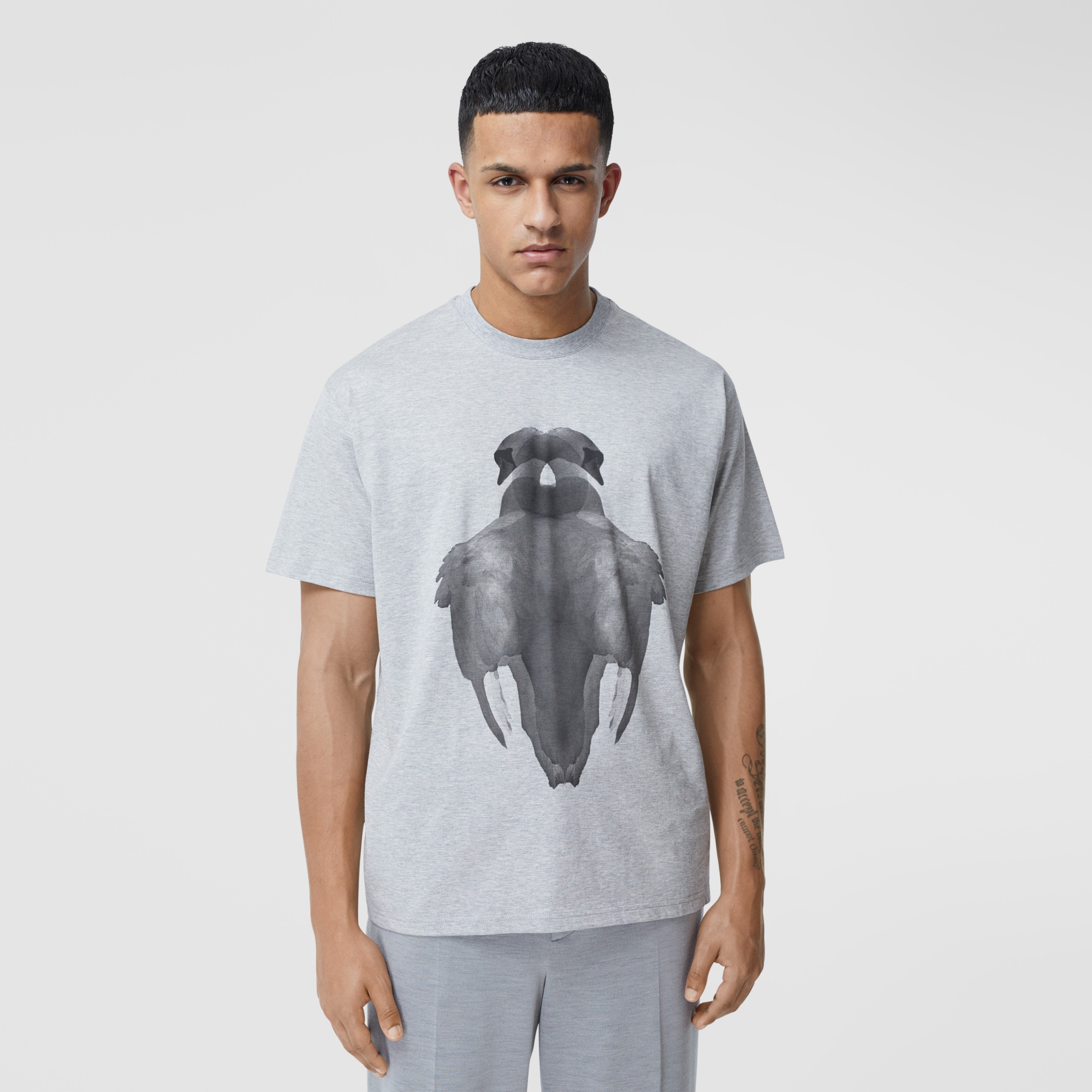 Swan Print Cotton Oversized T-shirt - Men | Burberry United States