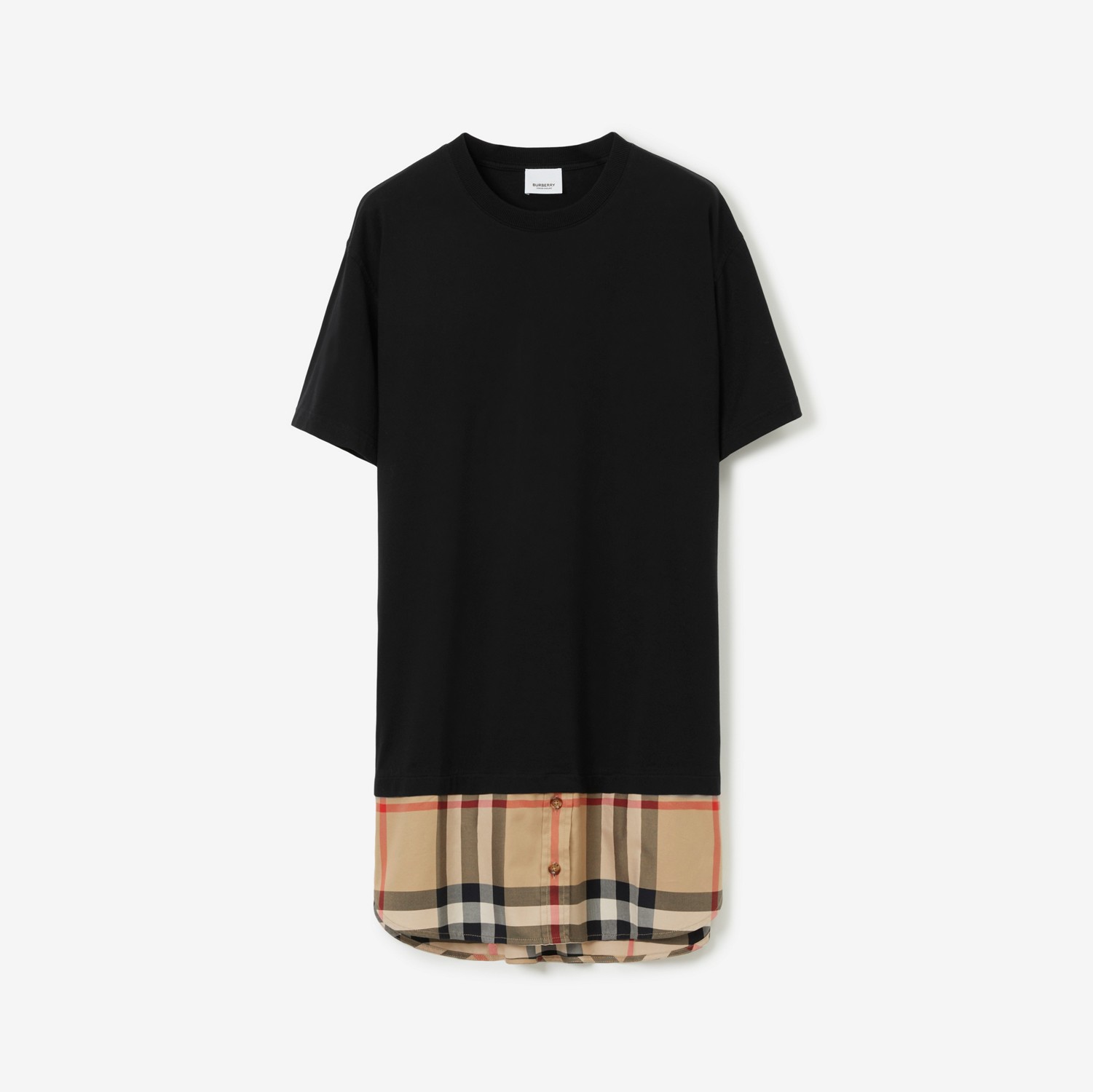 T-shirt oversize en coton avec Check (Noir) - Femme | Site officiel Burberry®