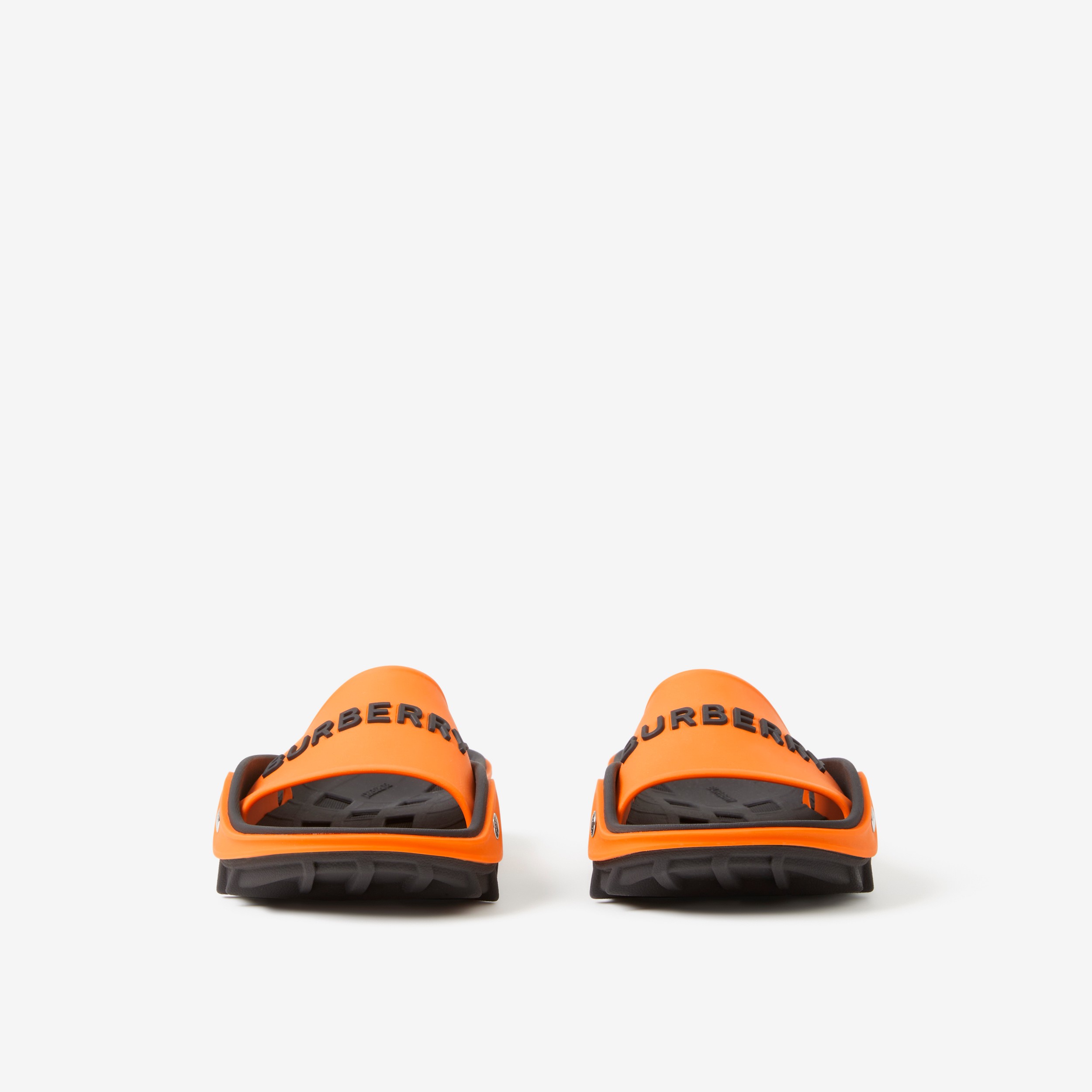 Two-tone Logo and Panel Detail Slides in Bright Orange/black - Women | Burberry® Official - 2