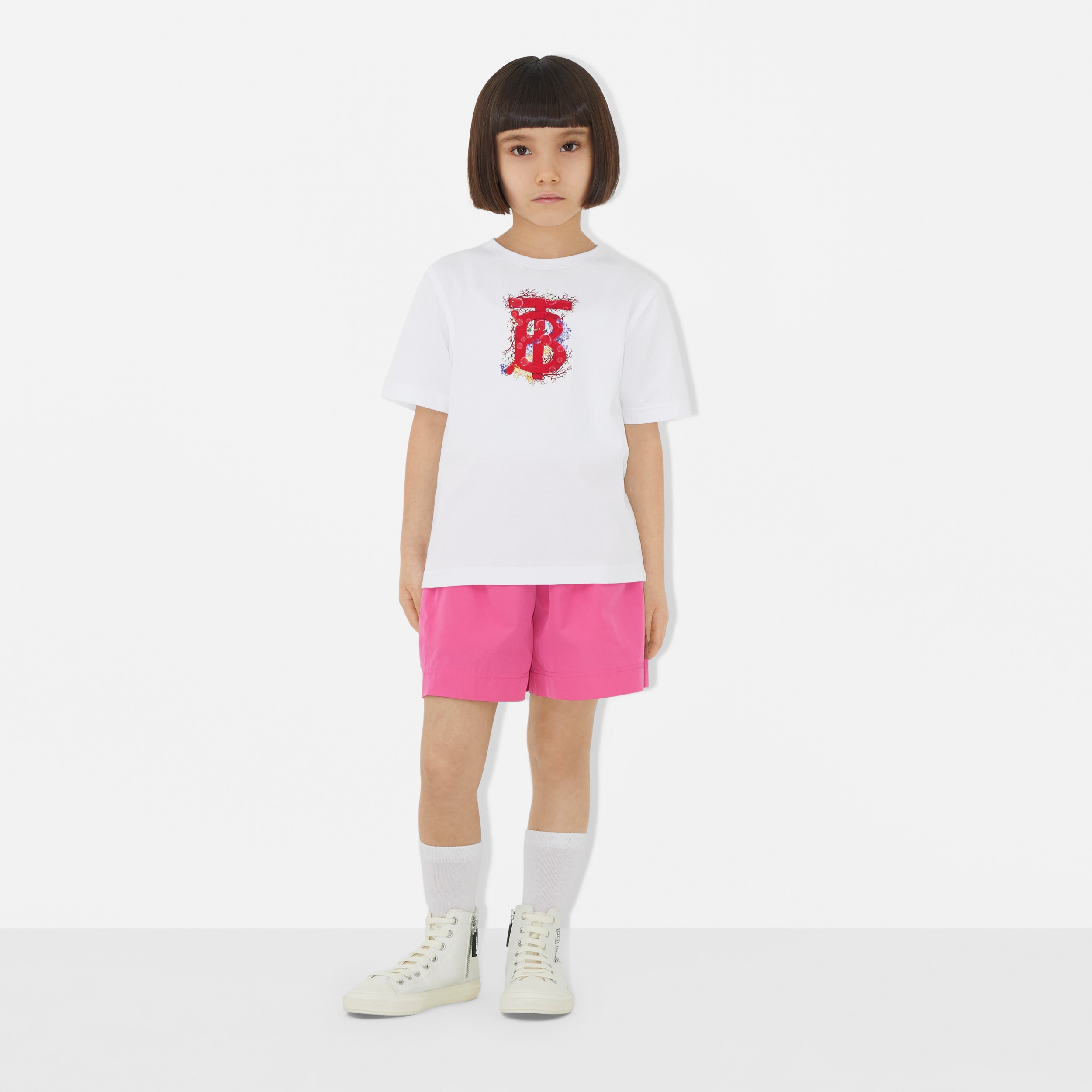 珊瑚专属标识印花棉质 T 恤衫 (白色) | Burberry® 博柏利官网 - 3