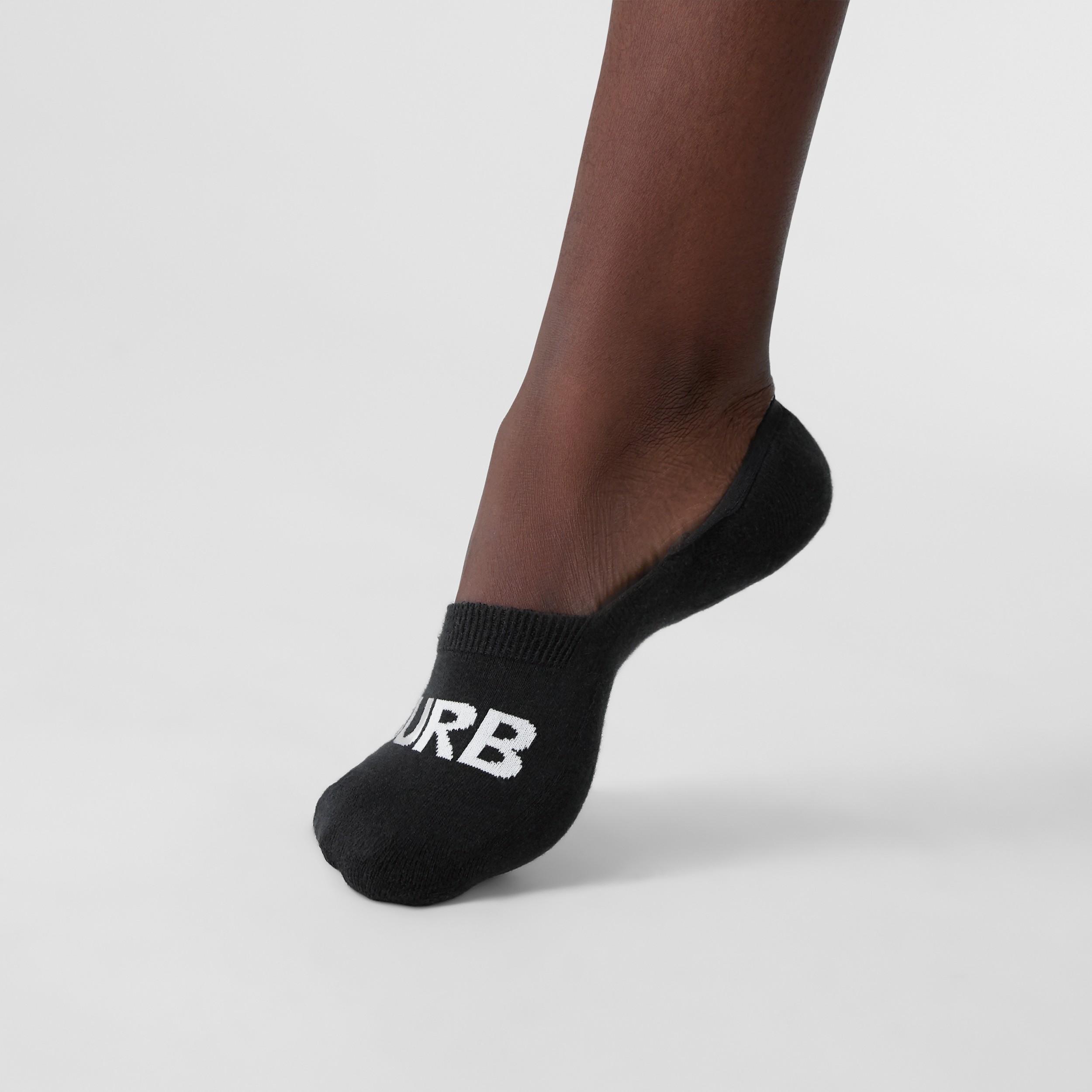 Logo Intarsia Cotton Blend Sneaker Socks in Black | Burberry® Official - 3