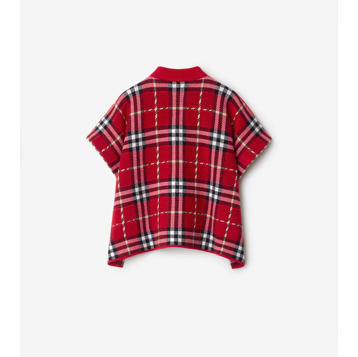 Check Wool Cape in Poppy red | Burberry® Official