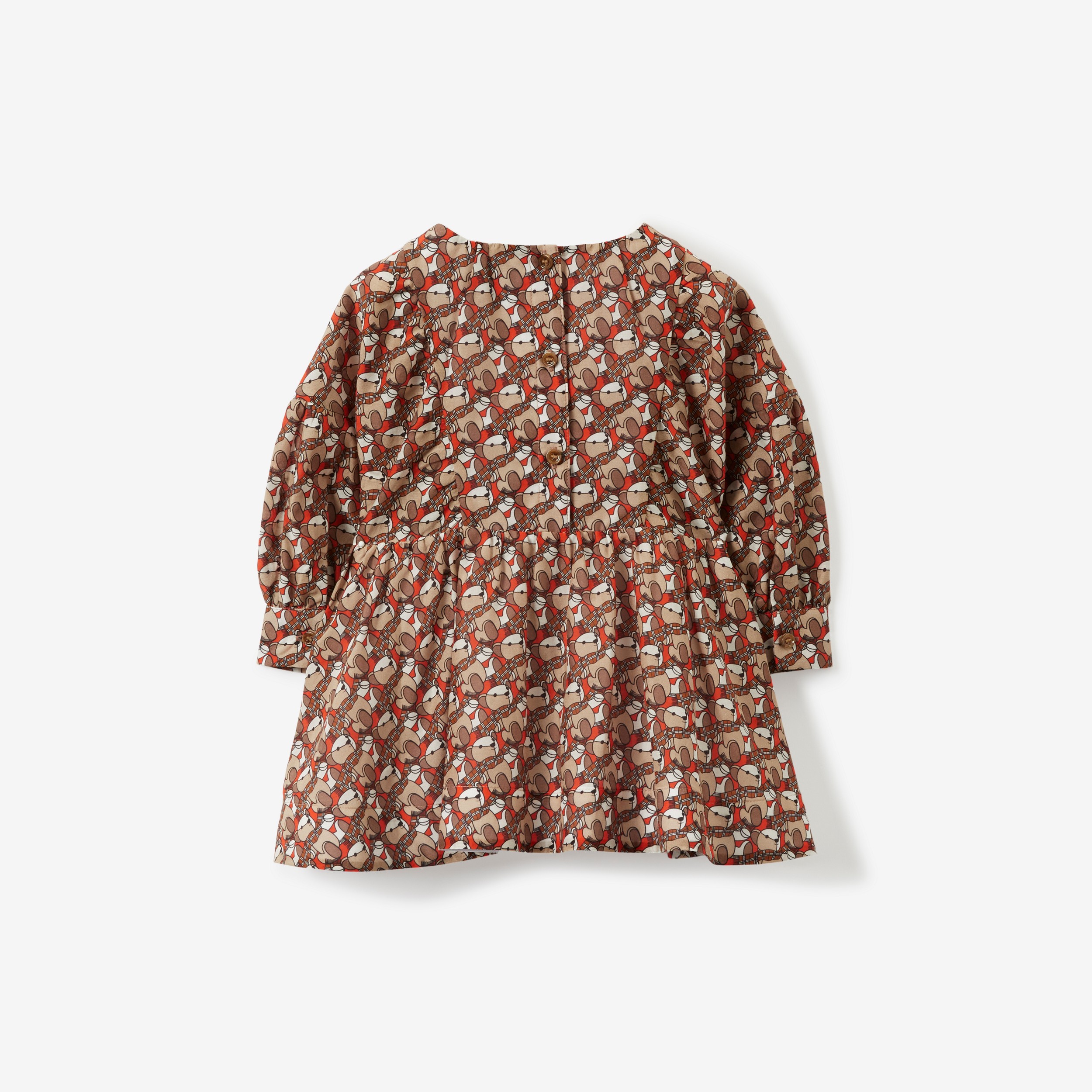 Thomas Bear Print Cotton Silk Dress in Scarlet Orange - Children | Burberry® Official - 2