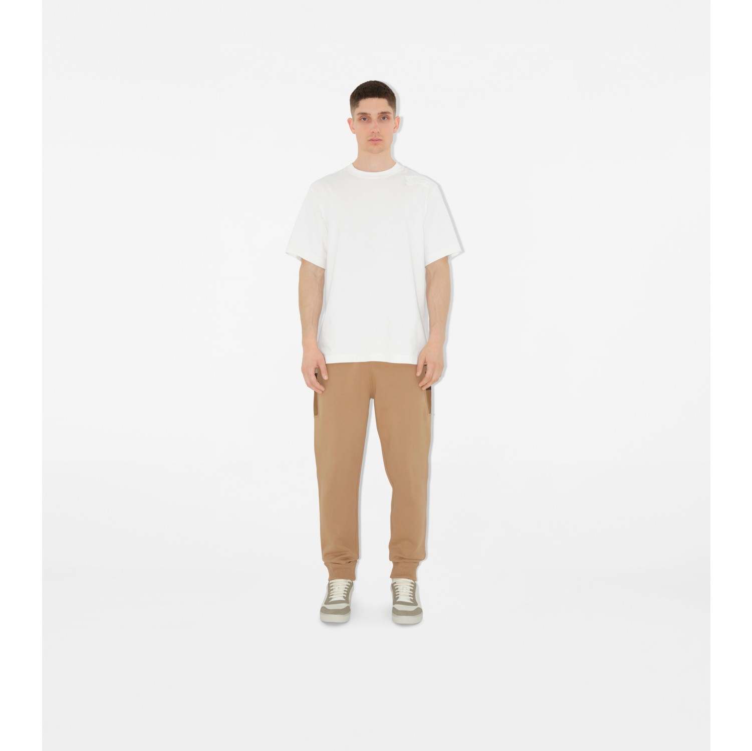 Check Panel Cotton Blend Jogging Pants