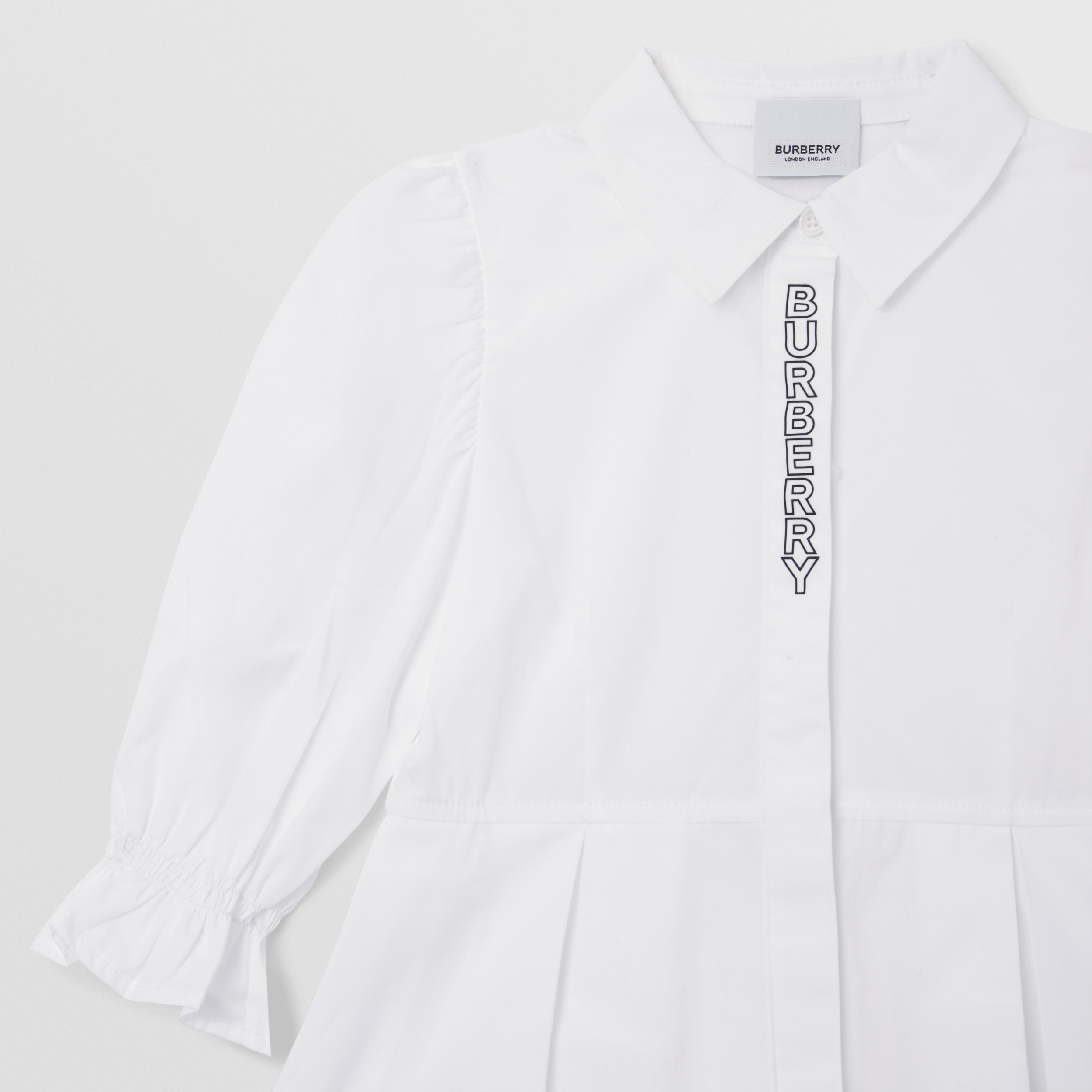 Logo Print Cotton Poplin Shirt Dress in White | Burberry® Official