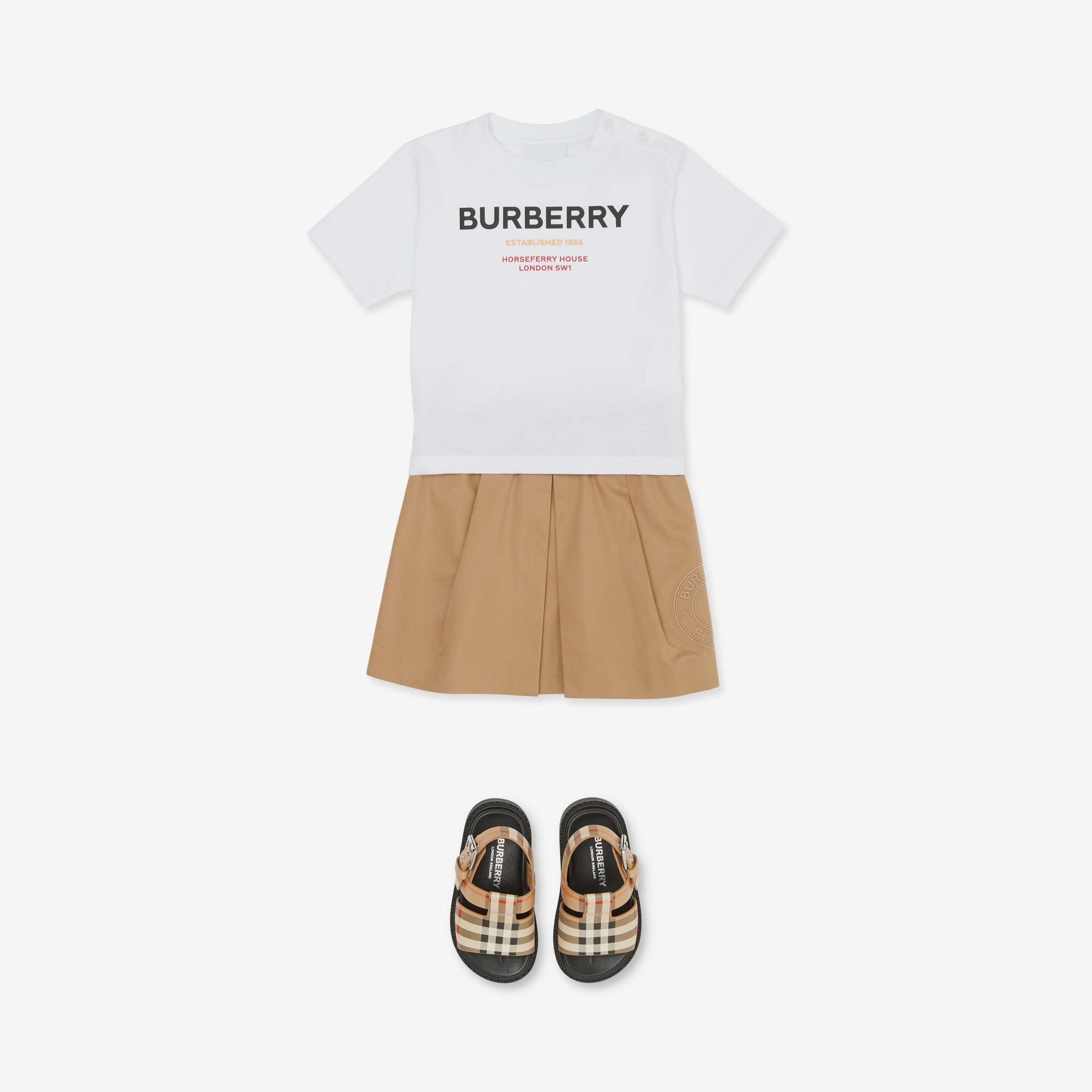 Horseferry Print Cotton T-shirt in White - Children | Burberry® Official - 3
