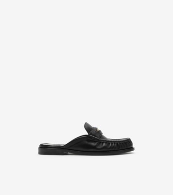 Leather Cadet Mules in Black - Women | Burberry® Official