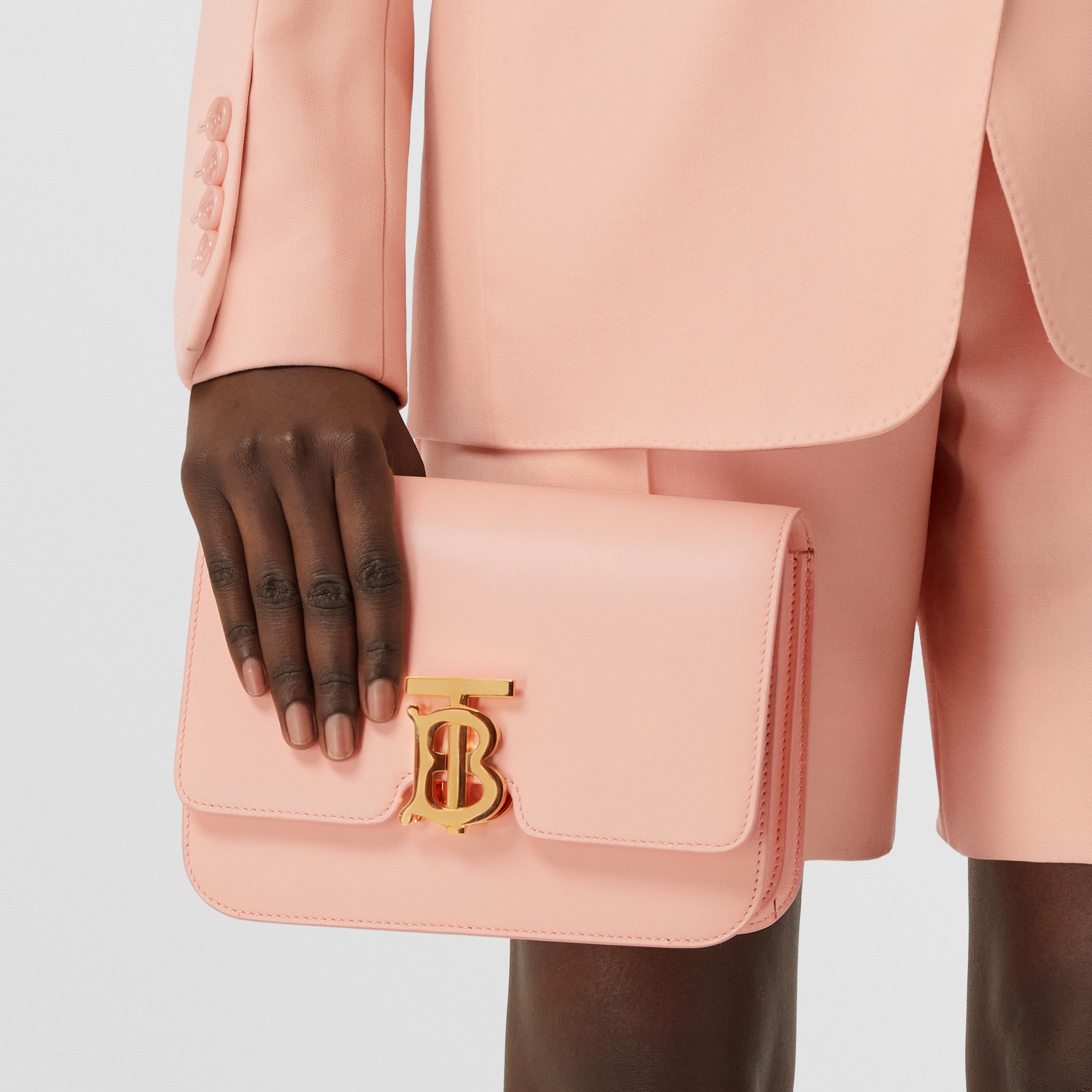 Small Leather TB Bag in Peach Pink - Women | Burberry® Official - 3