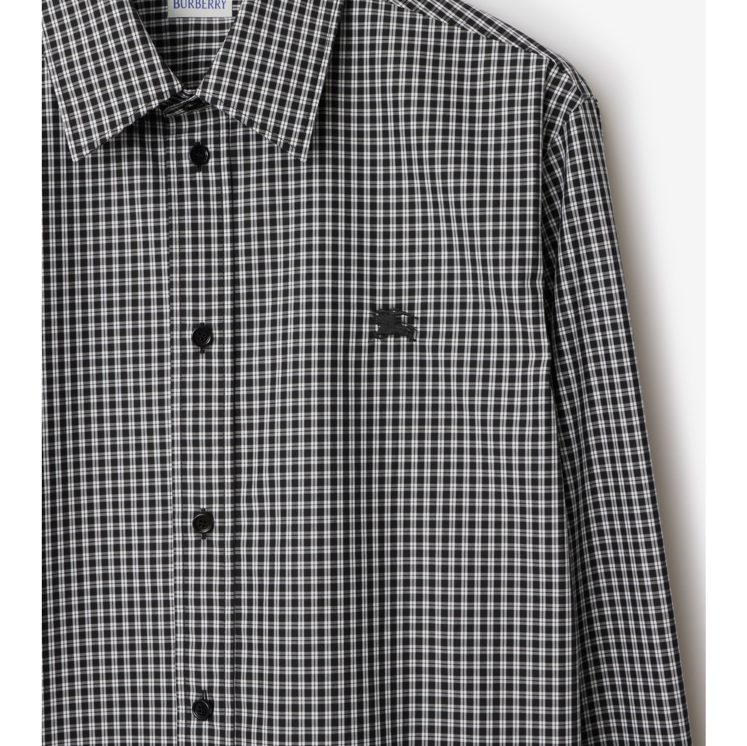 Relaxed Fit Check Cotton Shirt in Black/white - Men | Burberry® Official