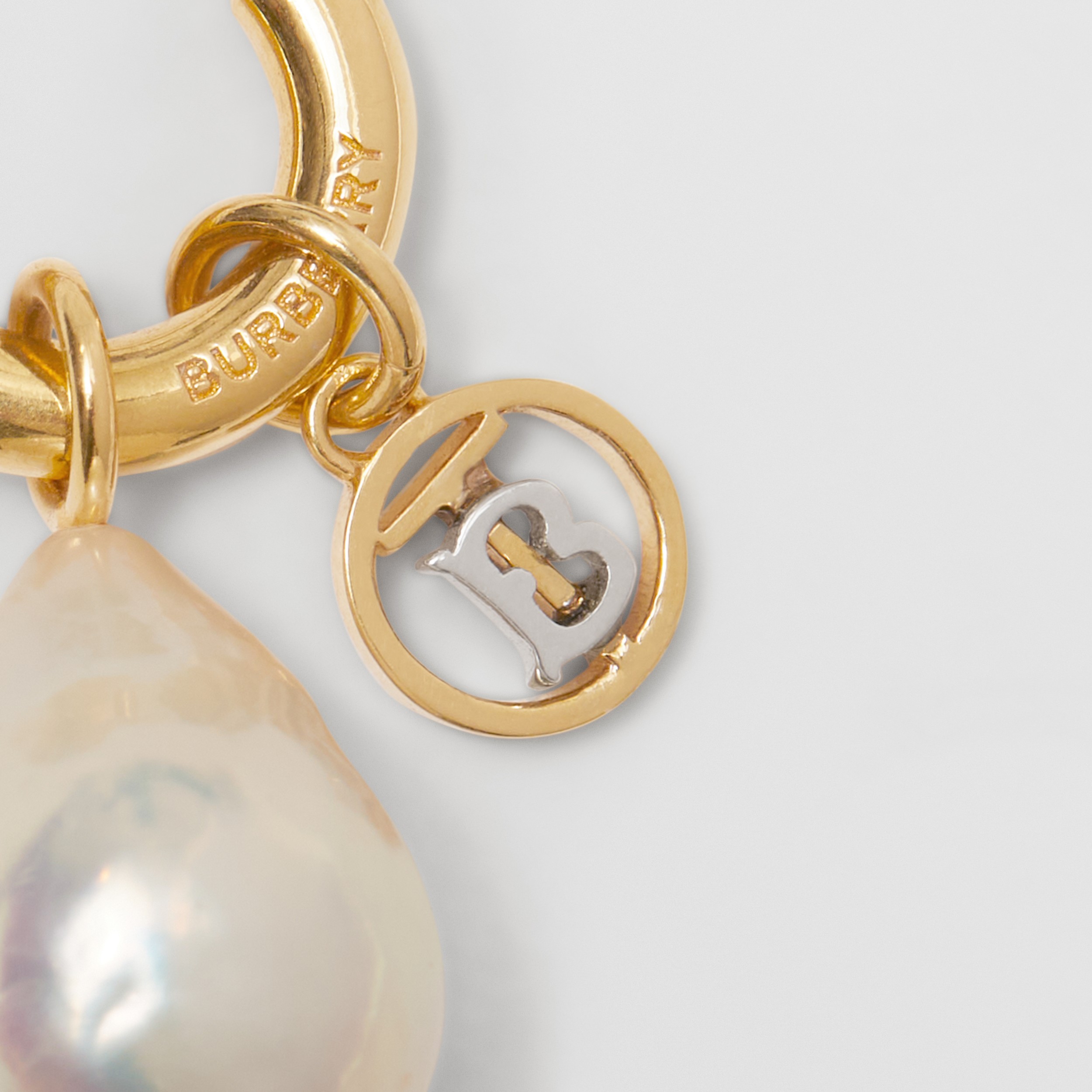 珍珠装饰镀金环状耳环 (浅金色 / 钯金色) - 女士 | Burberry® 博柏利官网 - 2