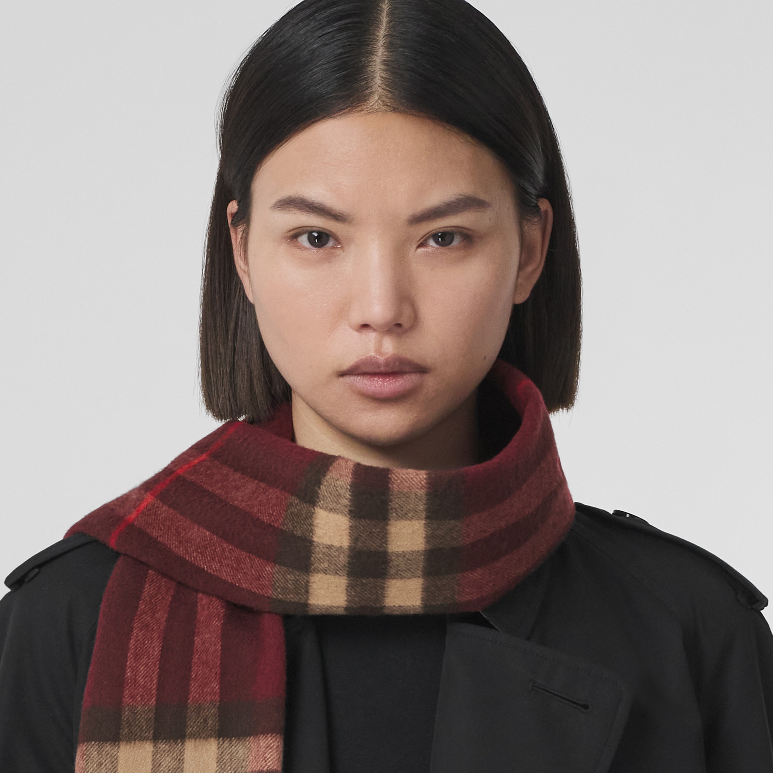 The Burberry Check Cashmere Scarf in Burgundy | Burberry® Official