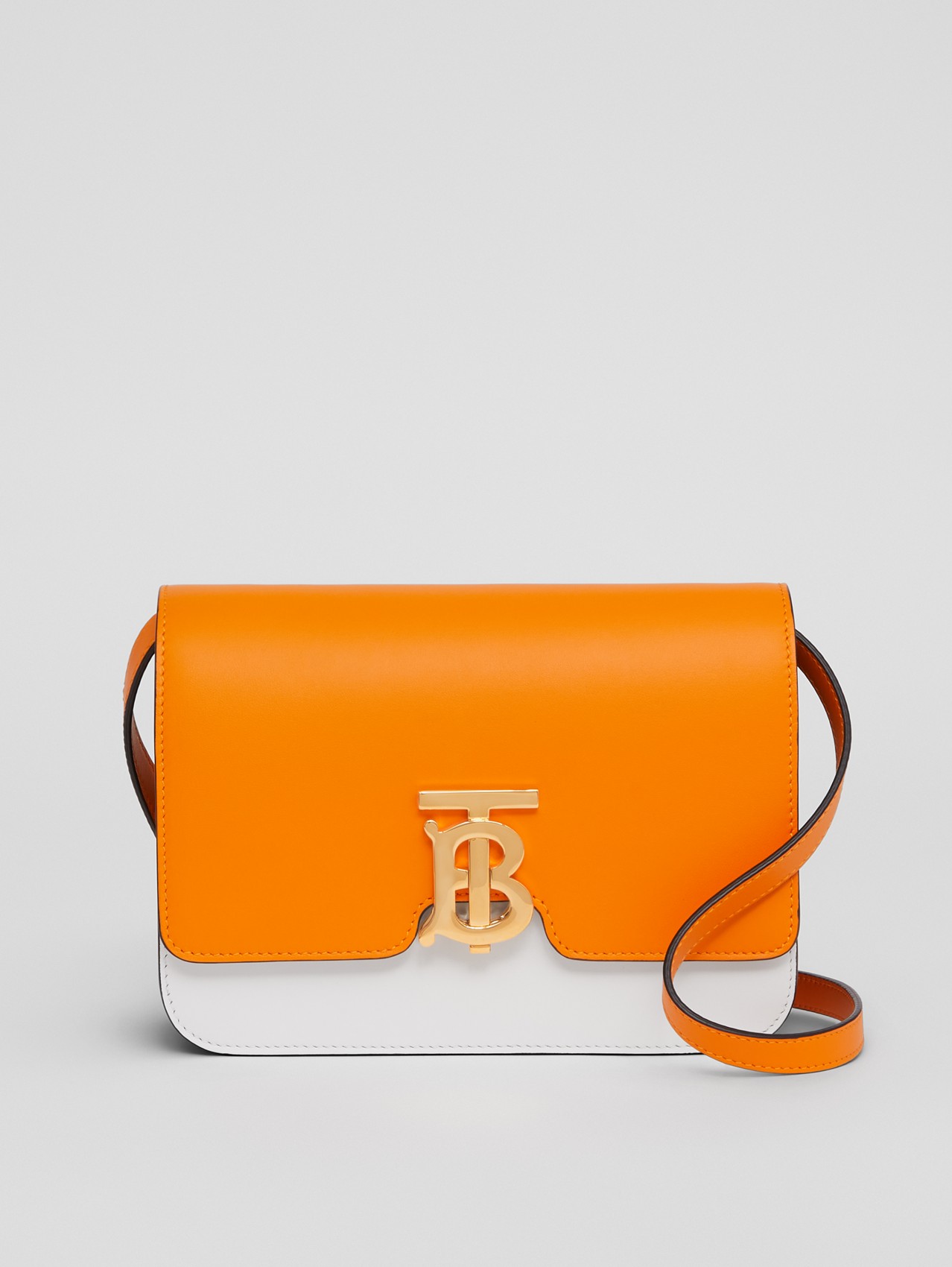 Small Colour Block Leather TB Bag in Orange