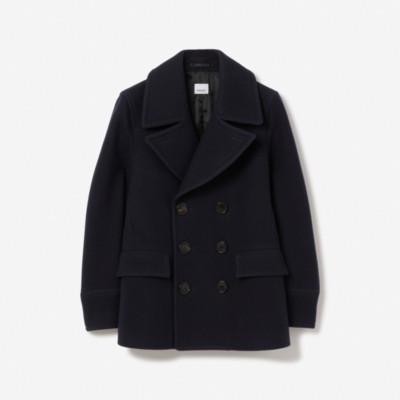 Wool Blend Pea Coat in Navy - Men | Burberry® Official